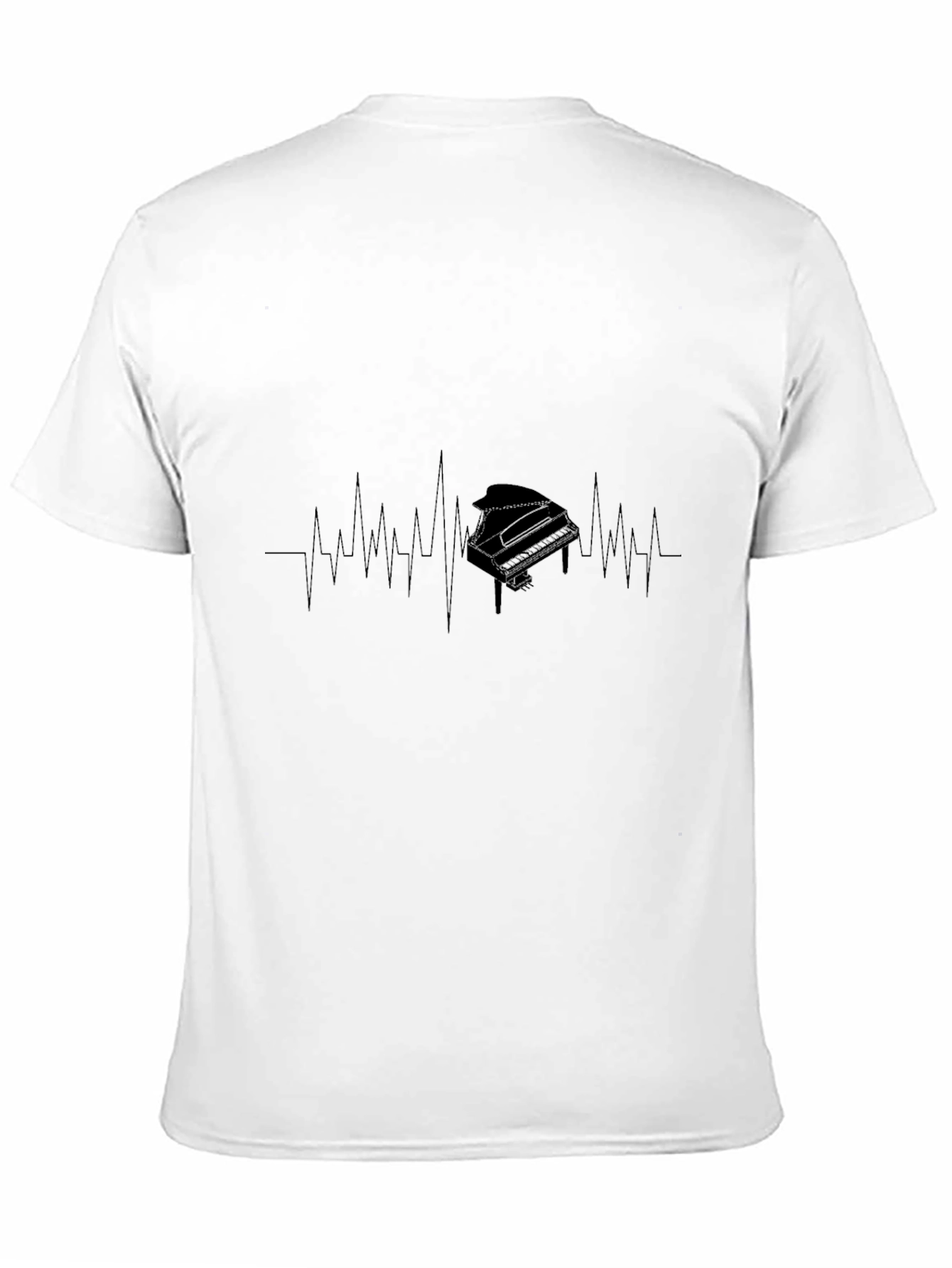 Black Piano Heartbeat Graphic Tee - Musician's Black T-Shirt view 11