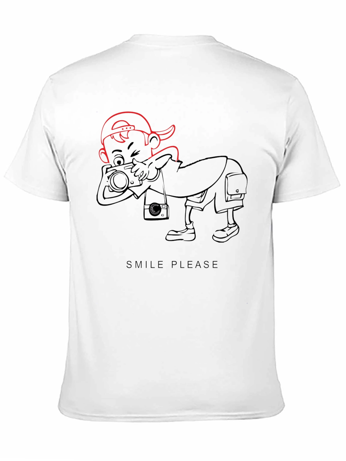 Cartoon Photographer Graphic T-Shirt - Black - 11