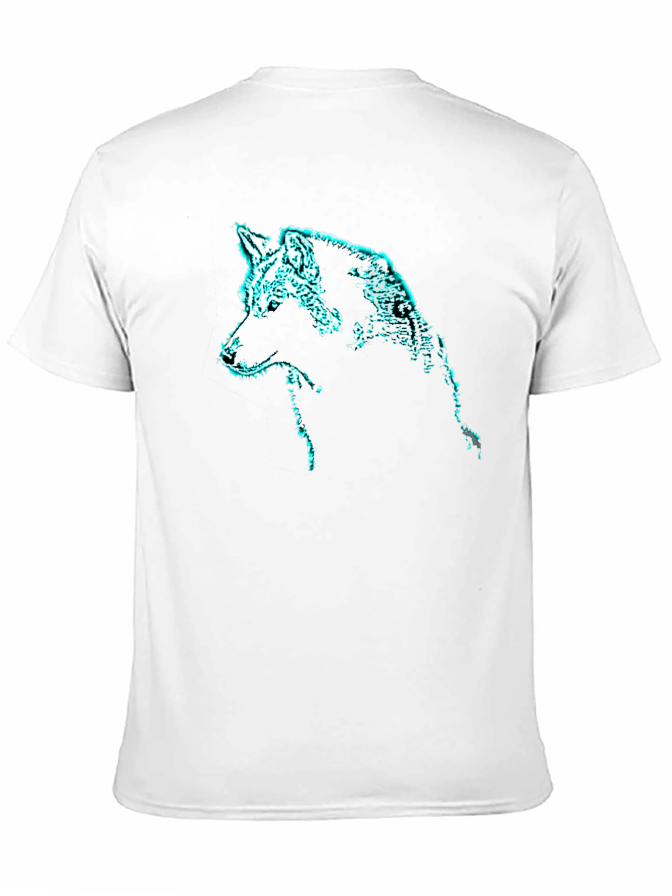 Black Glowing Wolf Graphic Print Black T-Shirt view 11