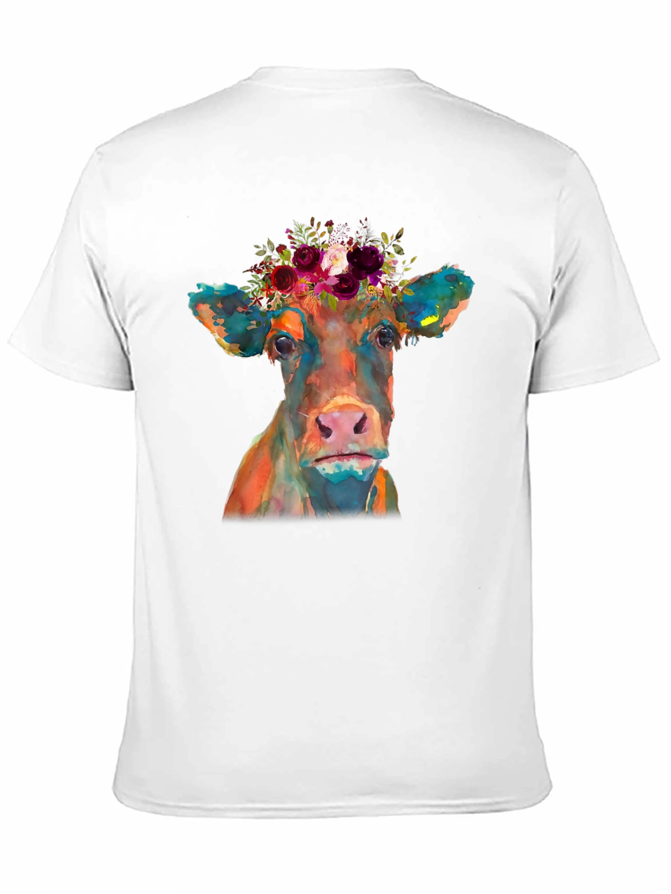 Black Floral Crown Cow Graphic Tee - Black Casual T-Shirt view 11