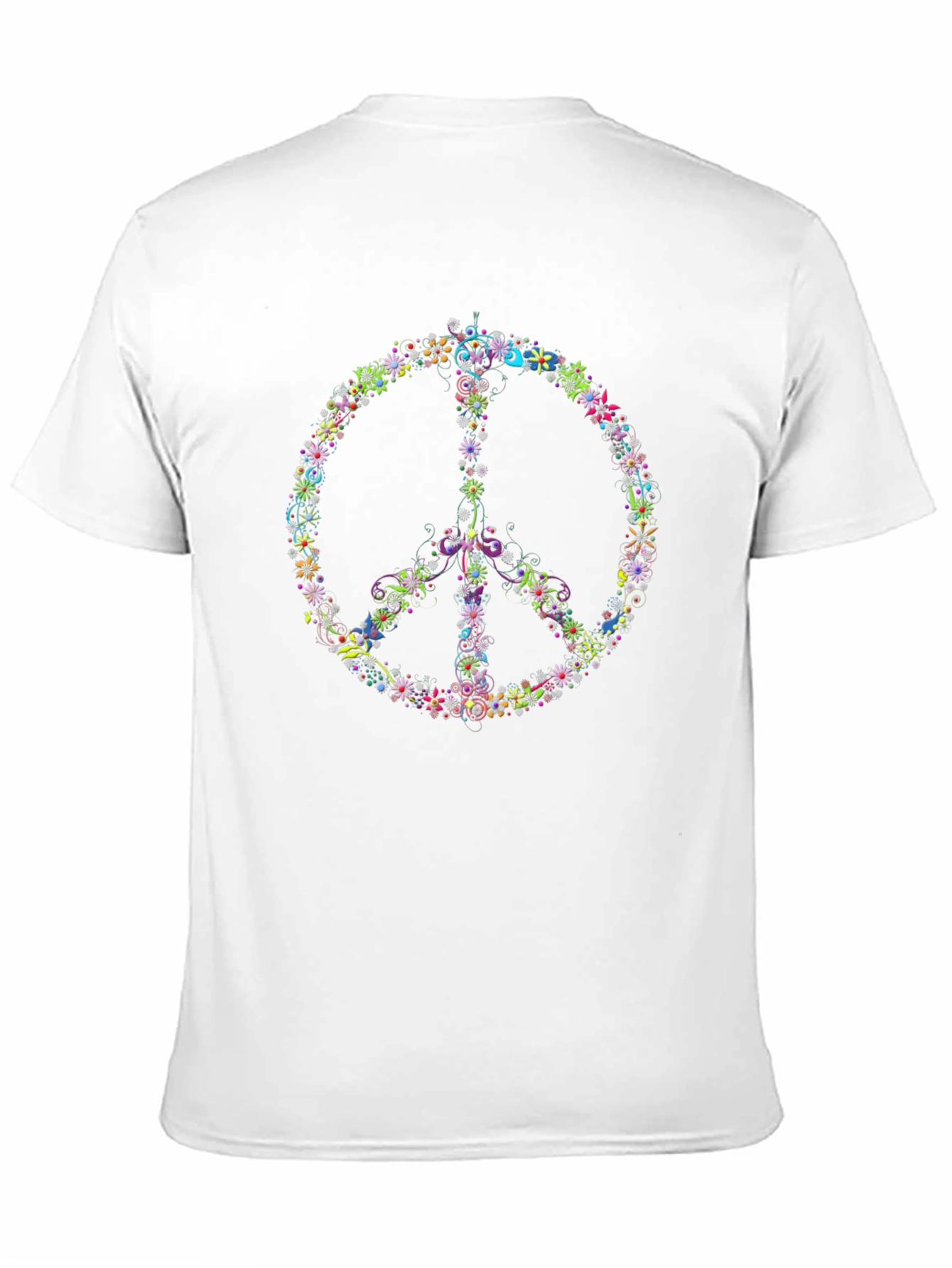 Black Floral Peace Sign Black T-Shirt view 11