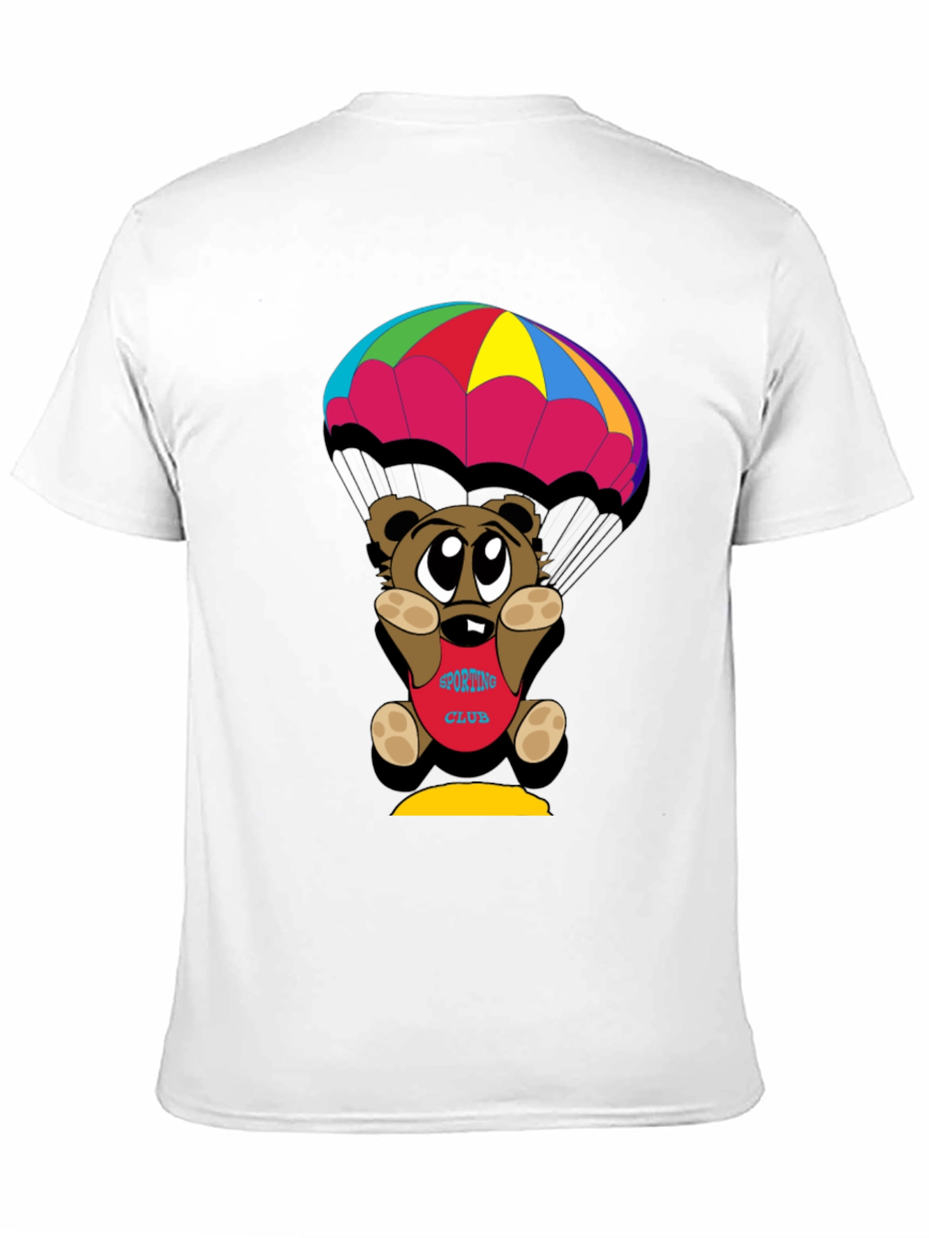 Black Cartoon Bear Parachute Black T-Shirt view 11