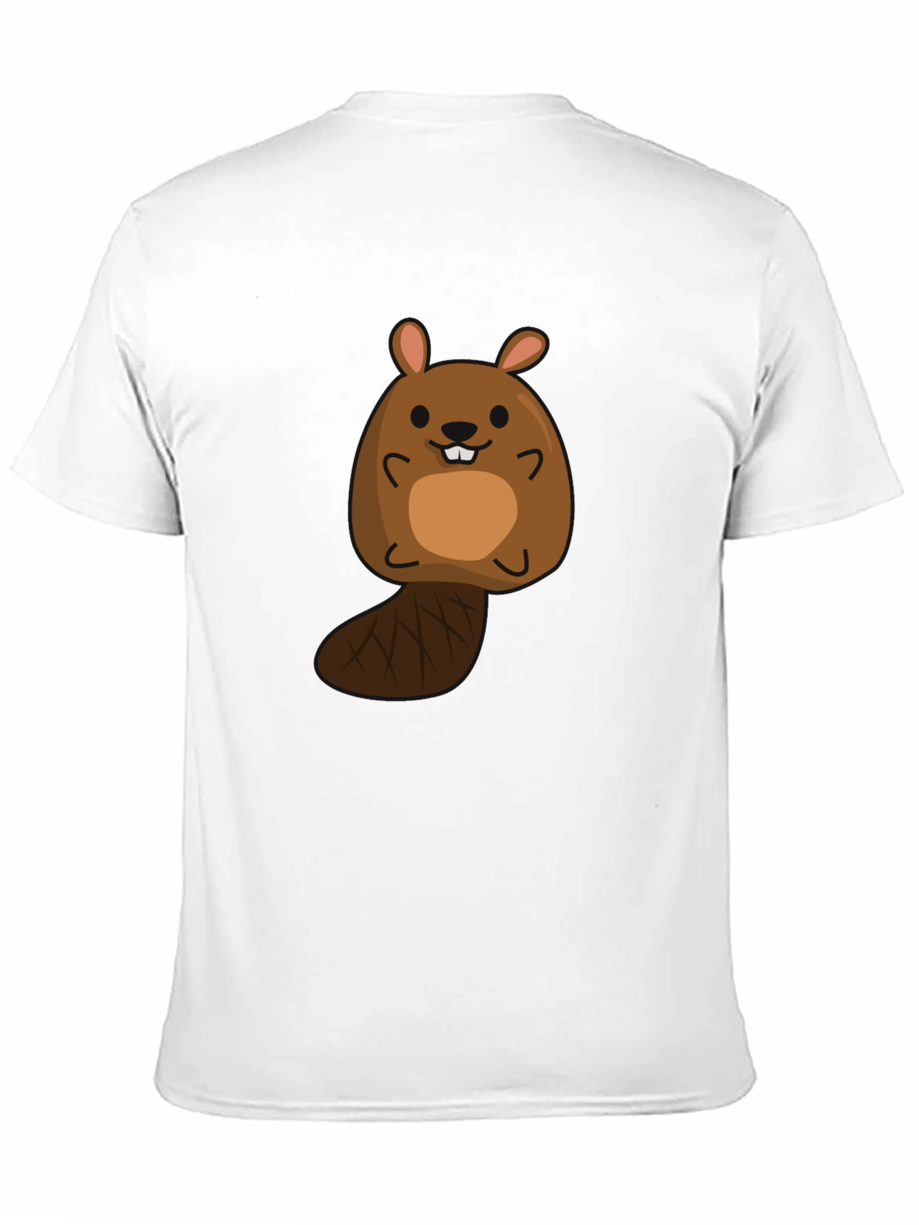 Black Cute Beaver Cartoon Black T-Shirt view 11