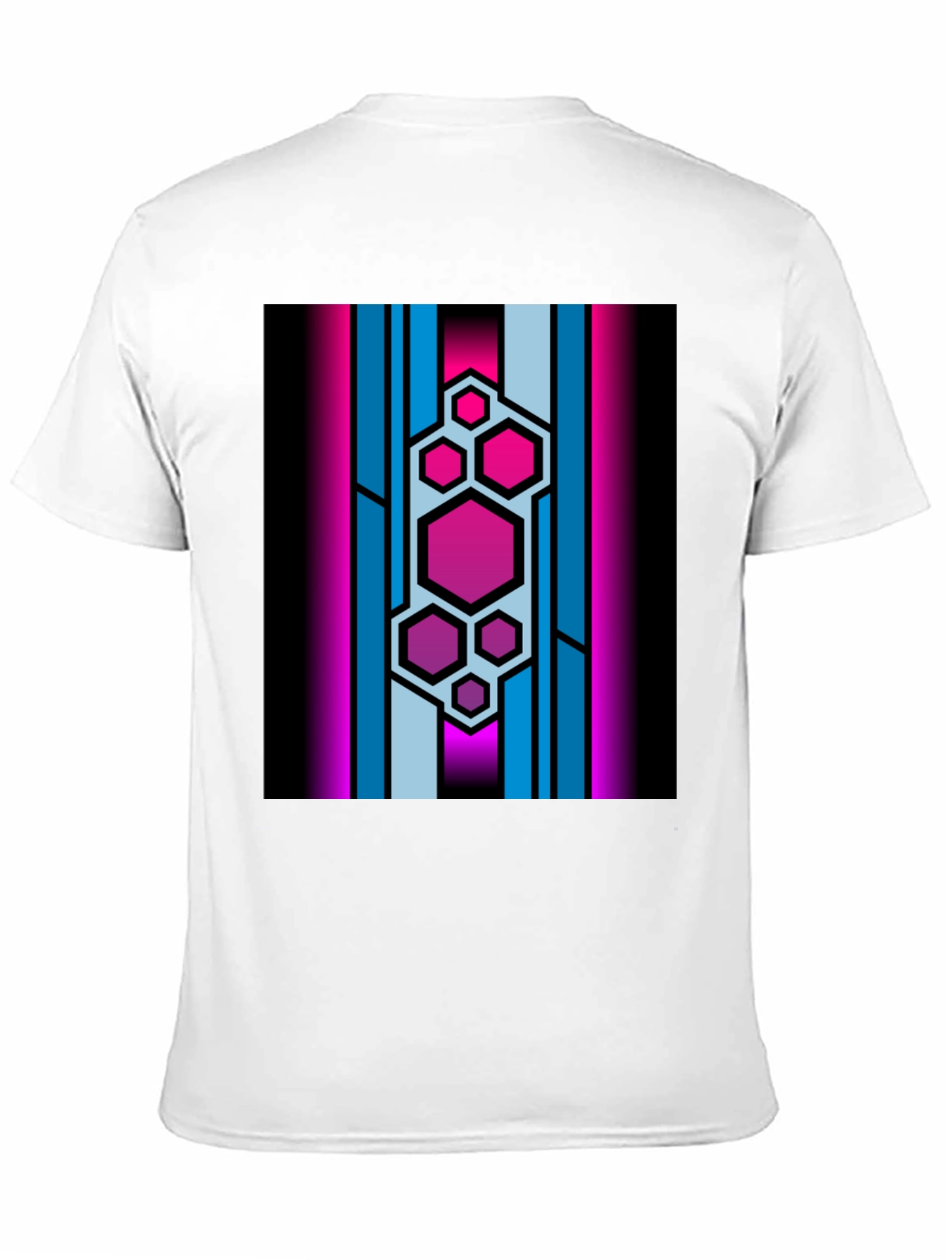 Black Hexagon Stripe Graphic Black T-Shirt view 11