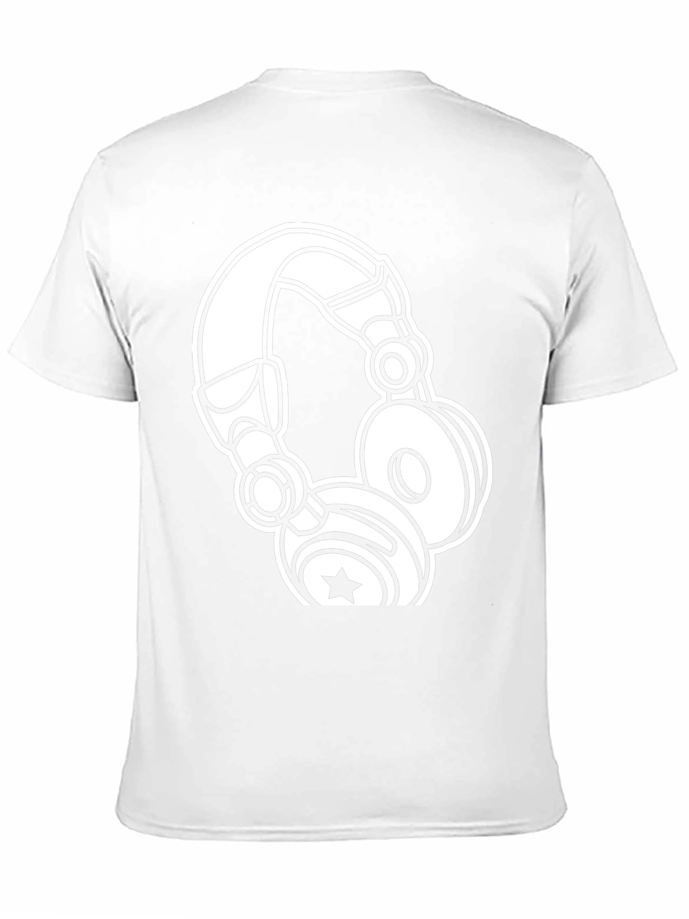 Black Graphic Tee: White Headphones on Black Cotton view 11
