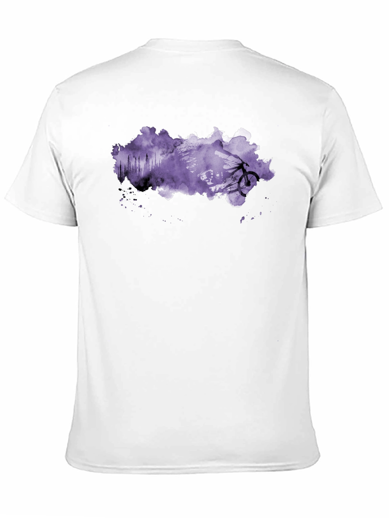 Black Mountain Biker Watercolor Graphic Tee - Black Cotton view 11
