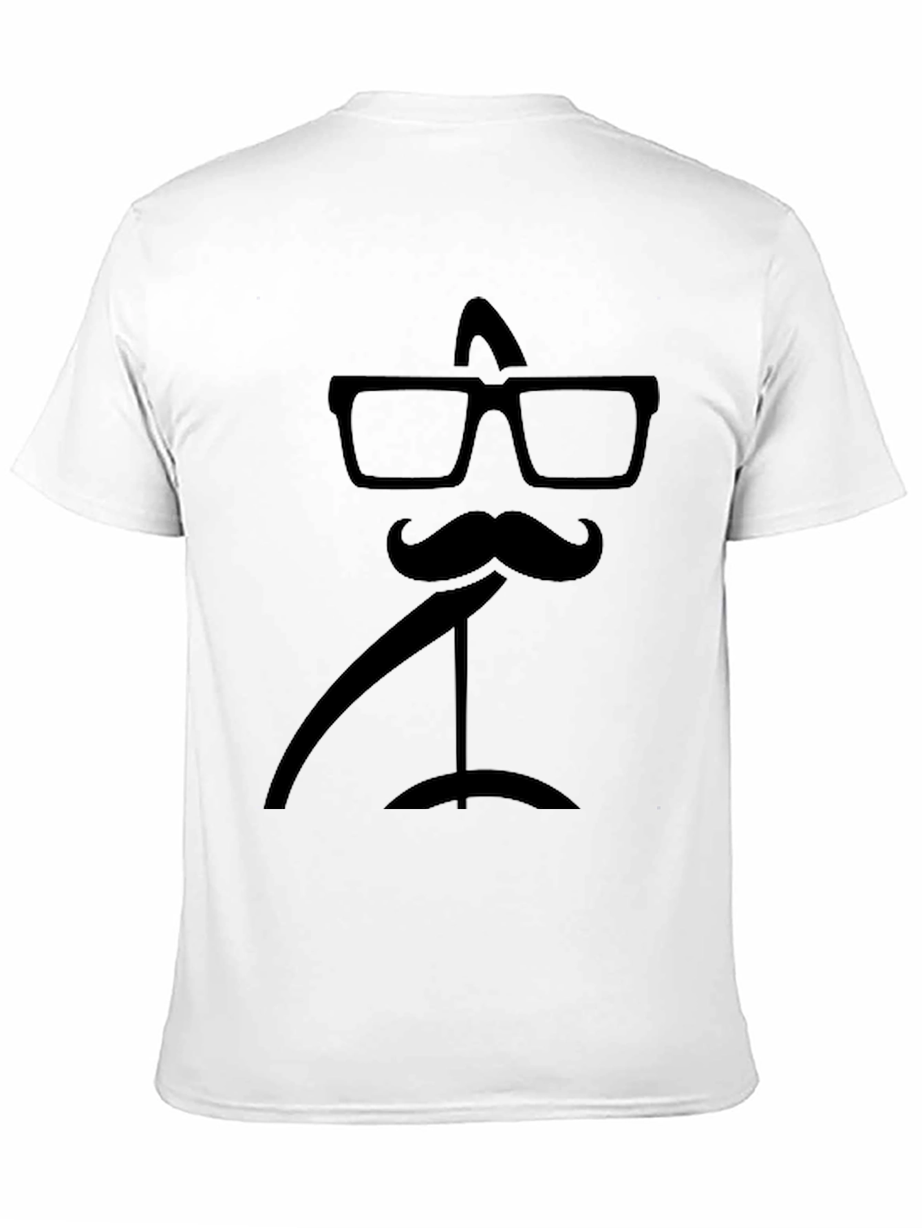Black Funny Mustache & Glasses Graphic Black T-Shirt view 11