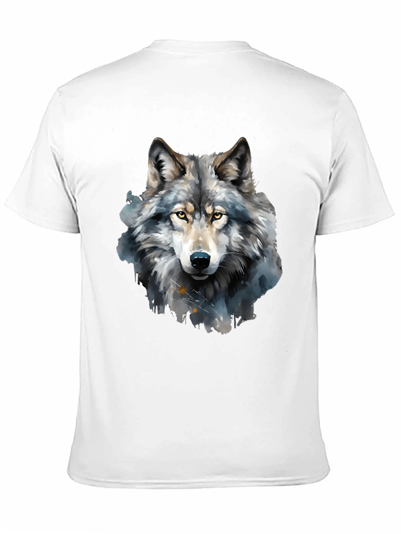 Black Watercolor Wolf Graphic Tee - Men's Black T-Shirt view 11