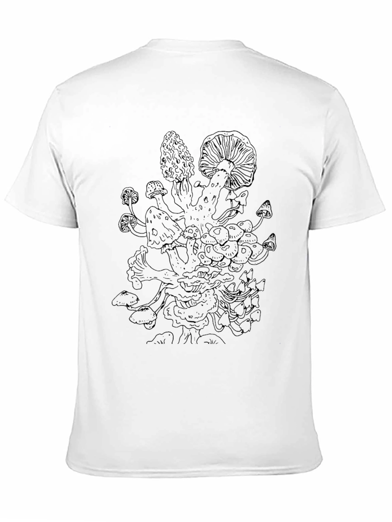 Black Mushroom Print Black T-Shirt view 11