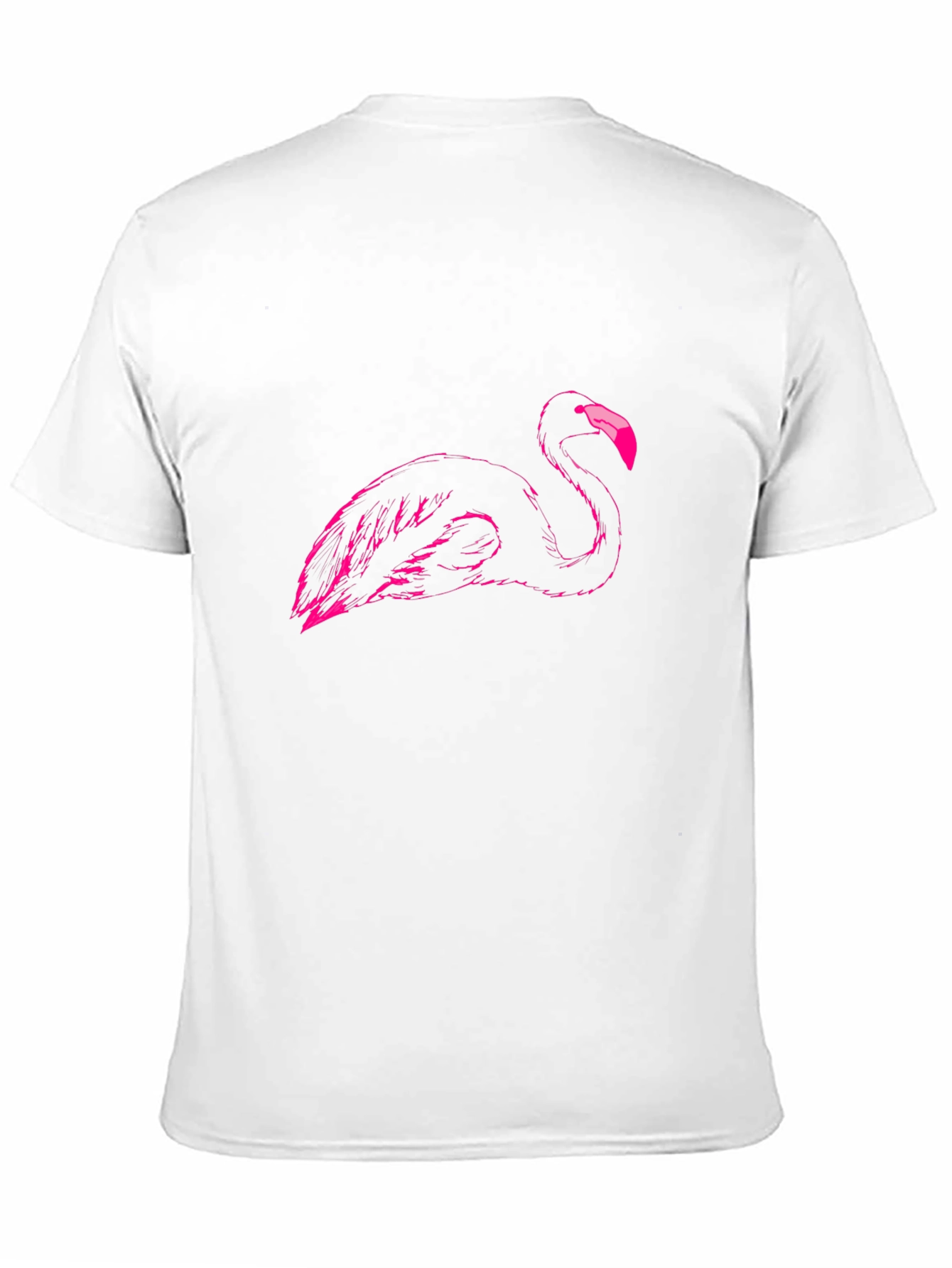Black Men's Black T-Shirt with Pink Flamingo Graphic view 11