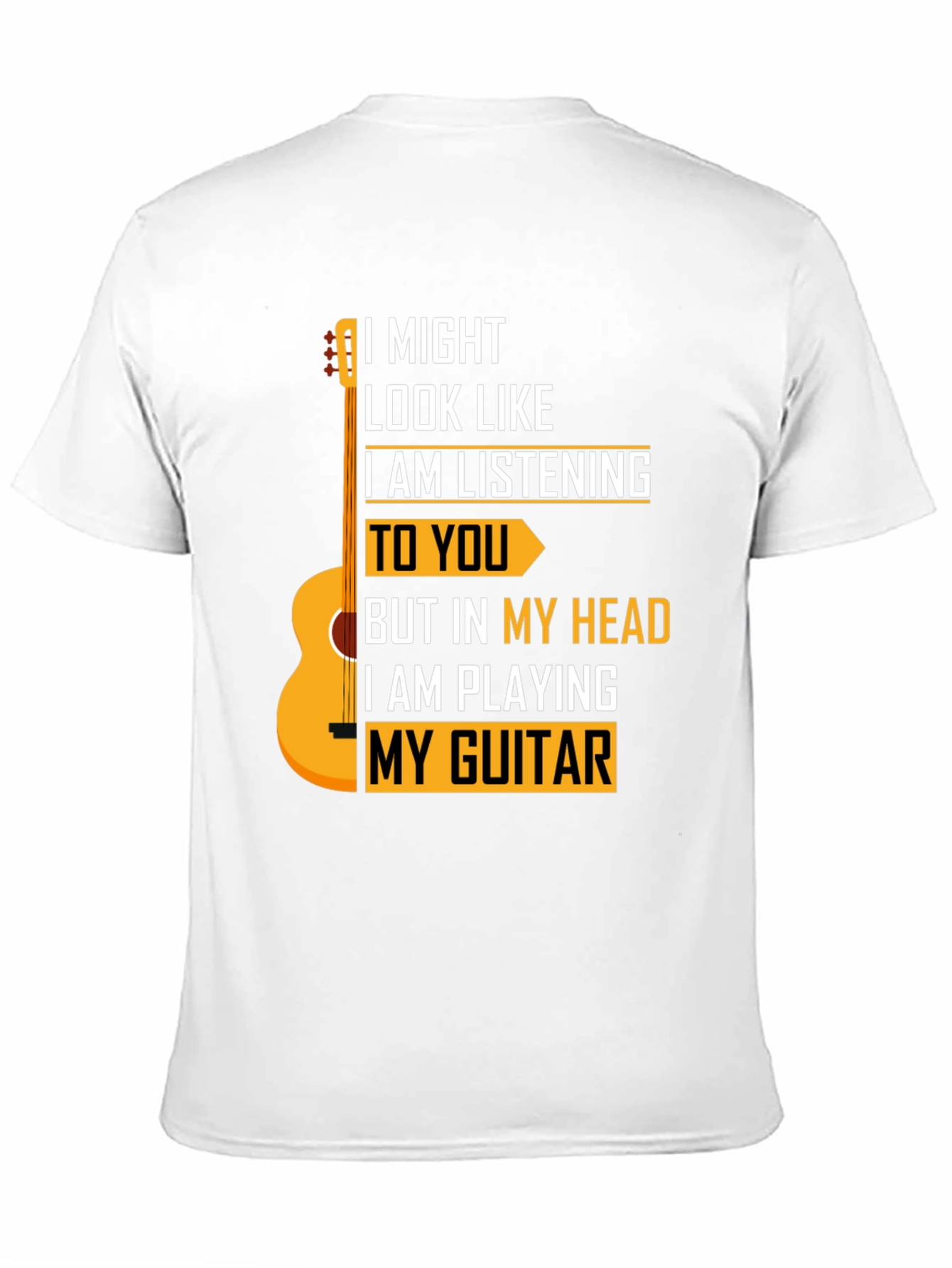 Black Guitarist T-Shirt - I Might Look Like I am Listening view 11