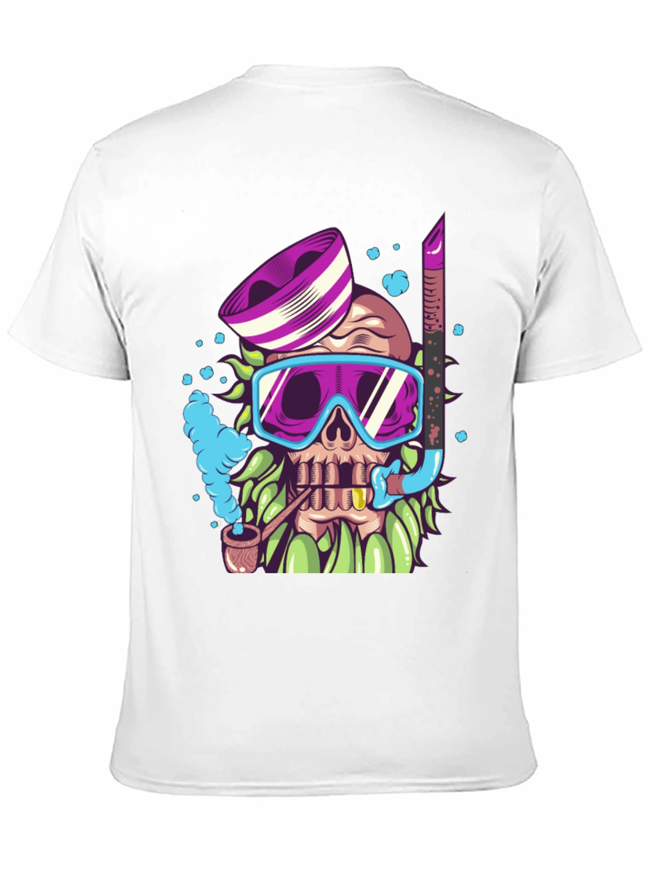 Black Diver Skull Graphic Tee - Black Cotton T-Shirt view 11