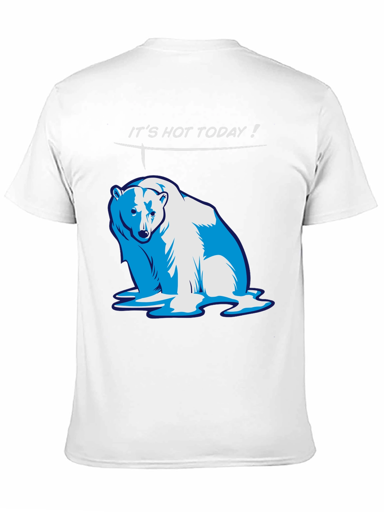 Black Funny "It's Hot Today!" Polar Bear Graphic T-Shirt view 11