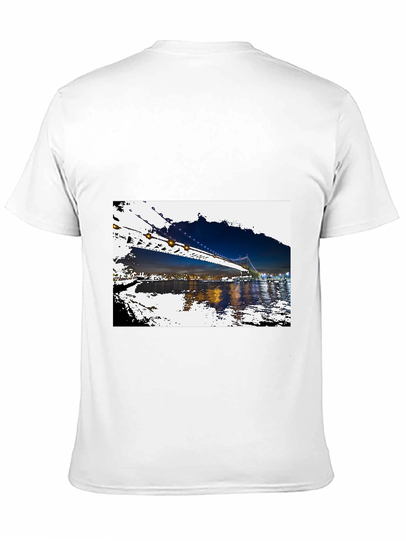 Black Night Bridge Print Black T-Shirt view 11