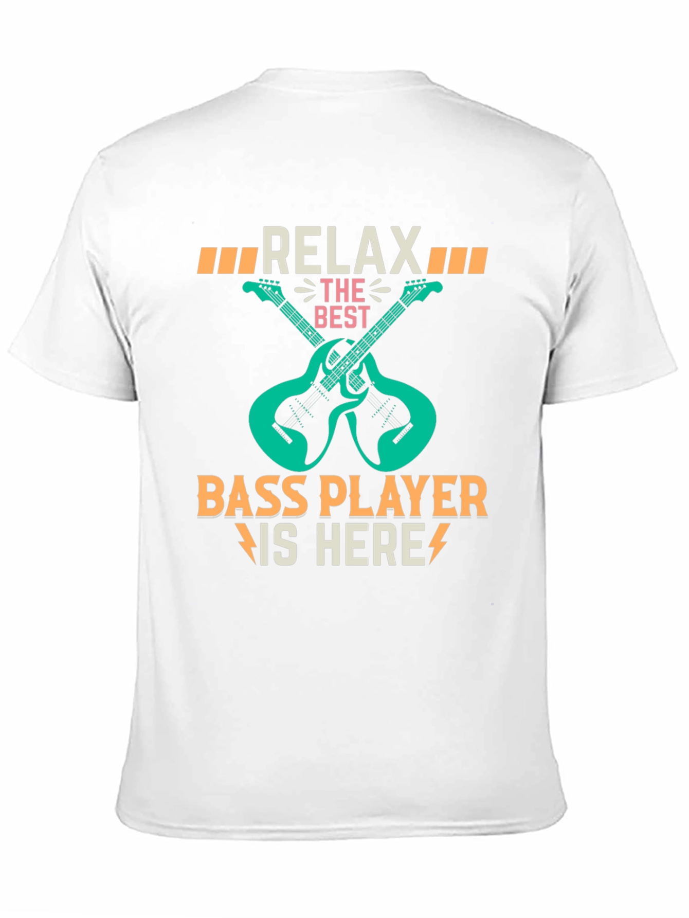 Black Relax Bass Player Here Graphic T-Shirt view 11