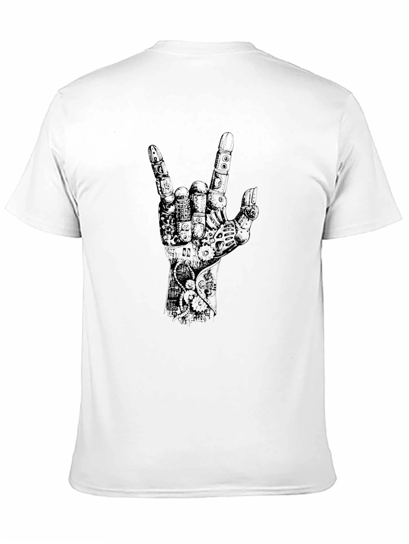 Black Black T-Shirt with Mechanical Hand Graphic view 11