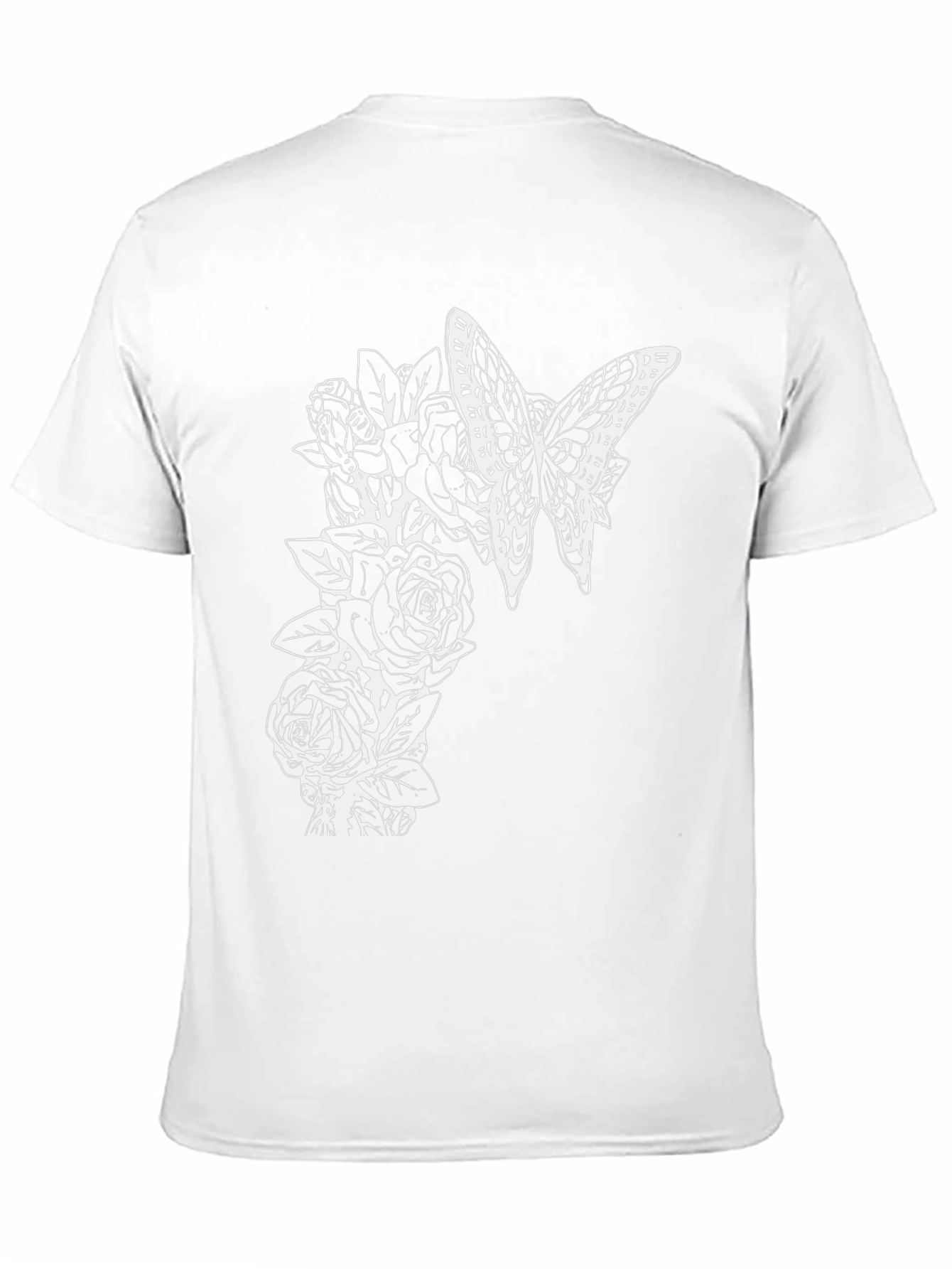 Black Butterfly and Roses Graphic T-Shirt - Men's Black Tee view 11