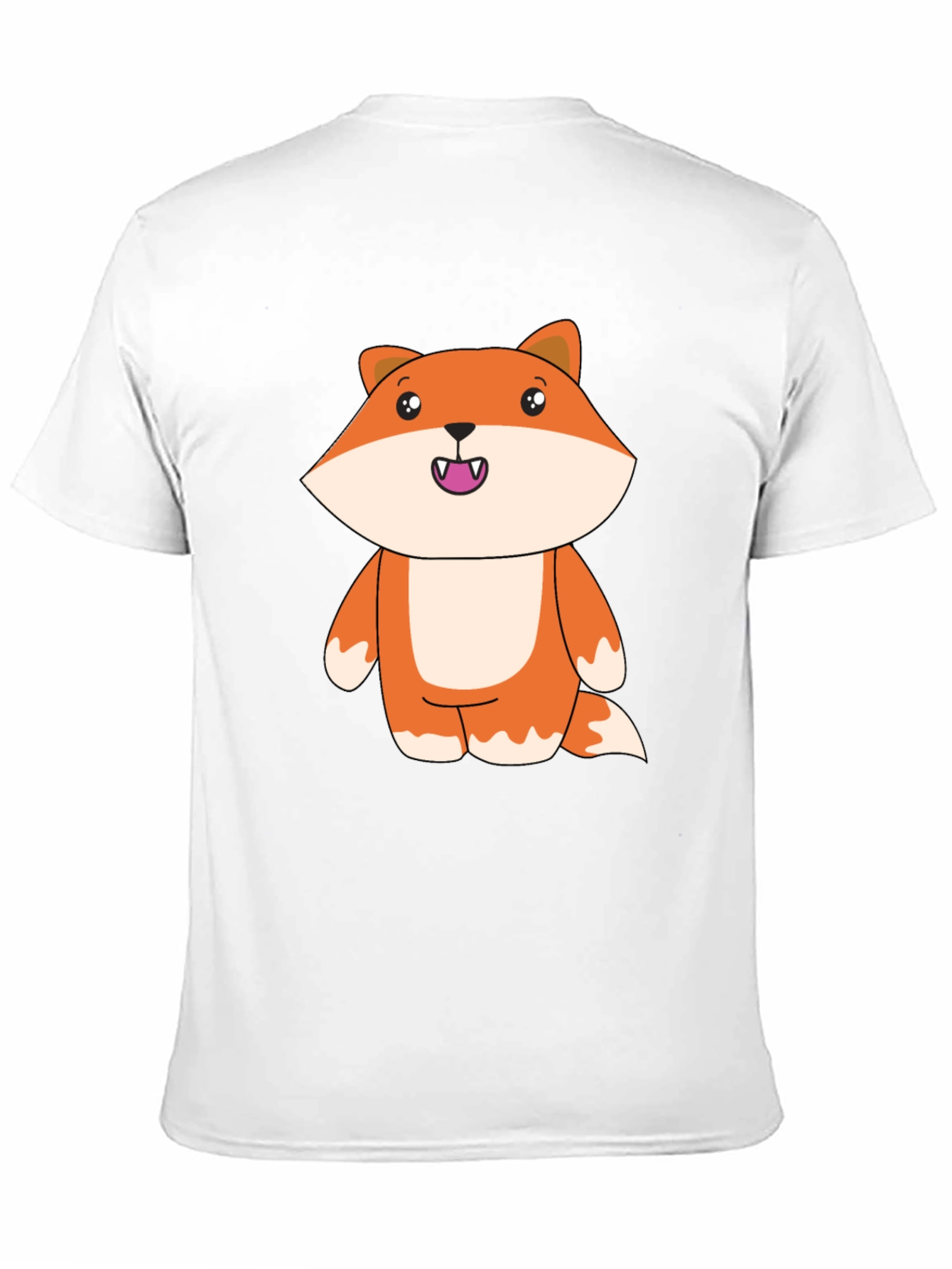 Black Cute Cartoon Fox Black T-Shirt view 11