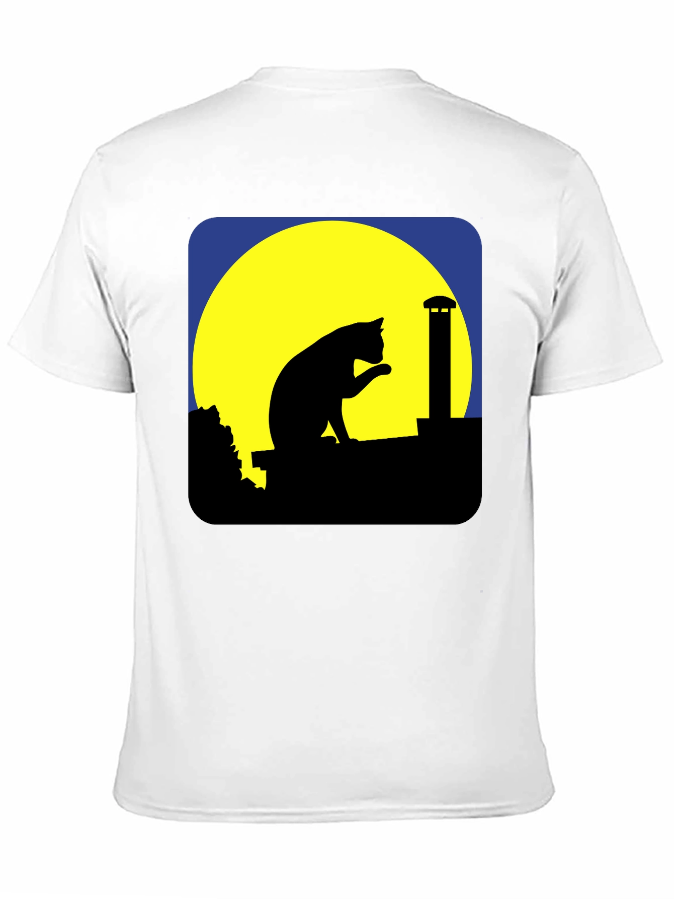 Black Cat On Rooftop Silhouette Graphic Tee - Black view 11