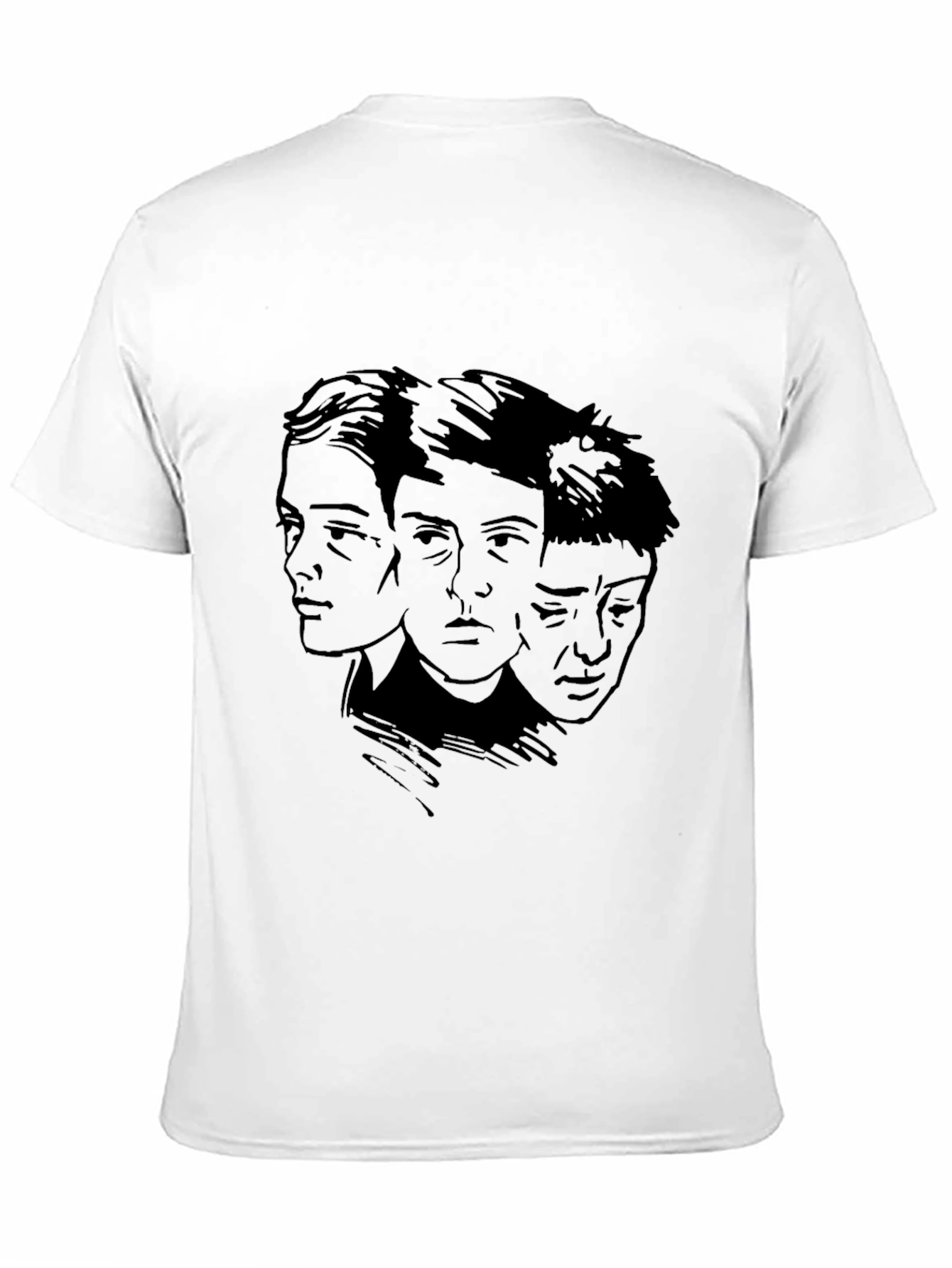 Black Three Faces Graphic Black T-Shirt view 11