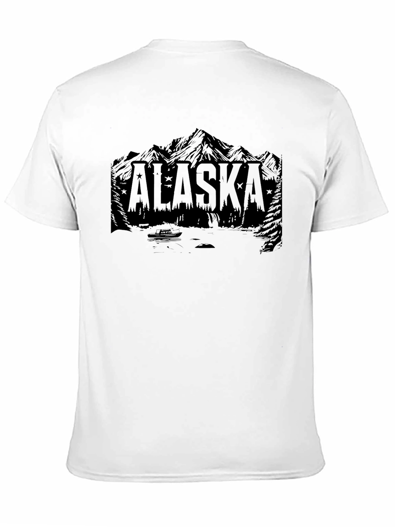 Black Alaska Mountain Graphic Print Black T-Shirt view 11