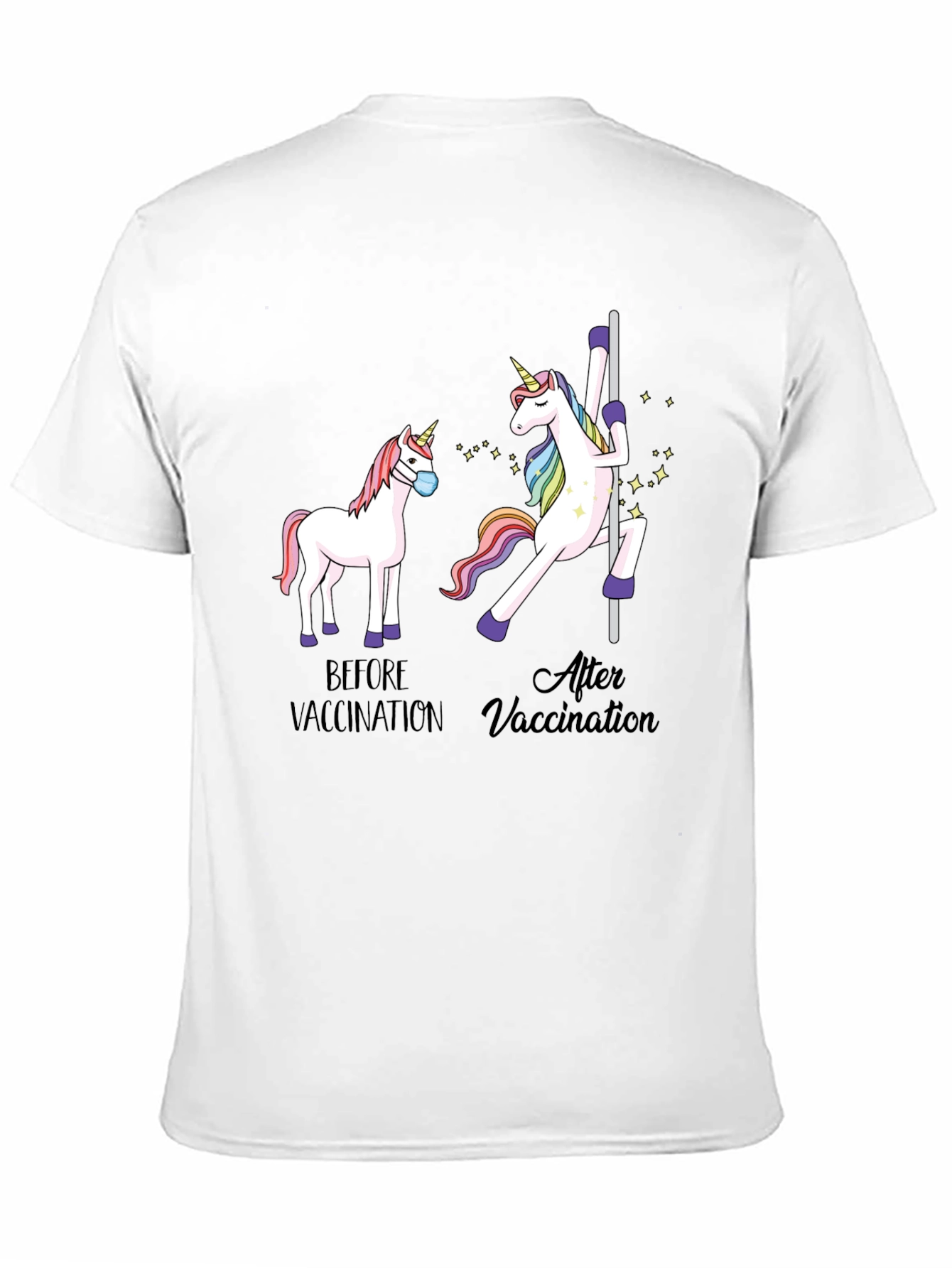 Black Vaccinated Unicorn Graphic Tee - Funny Health T-Shirt view 11