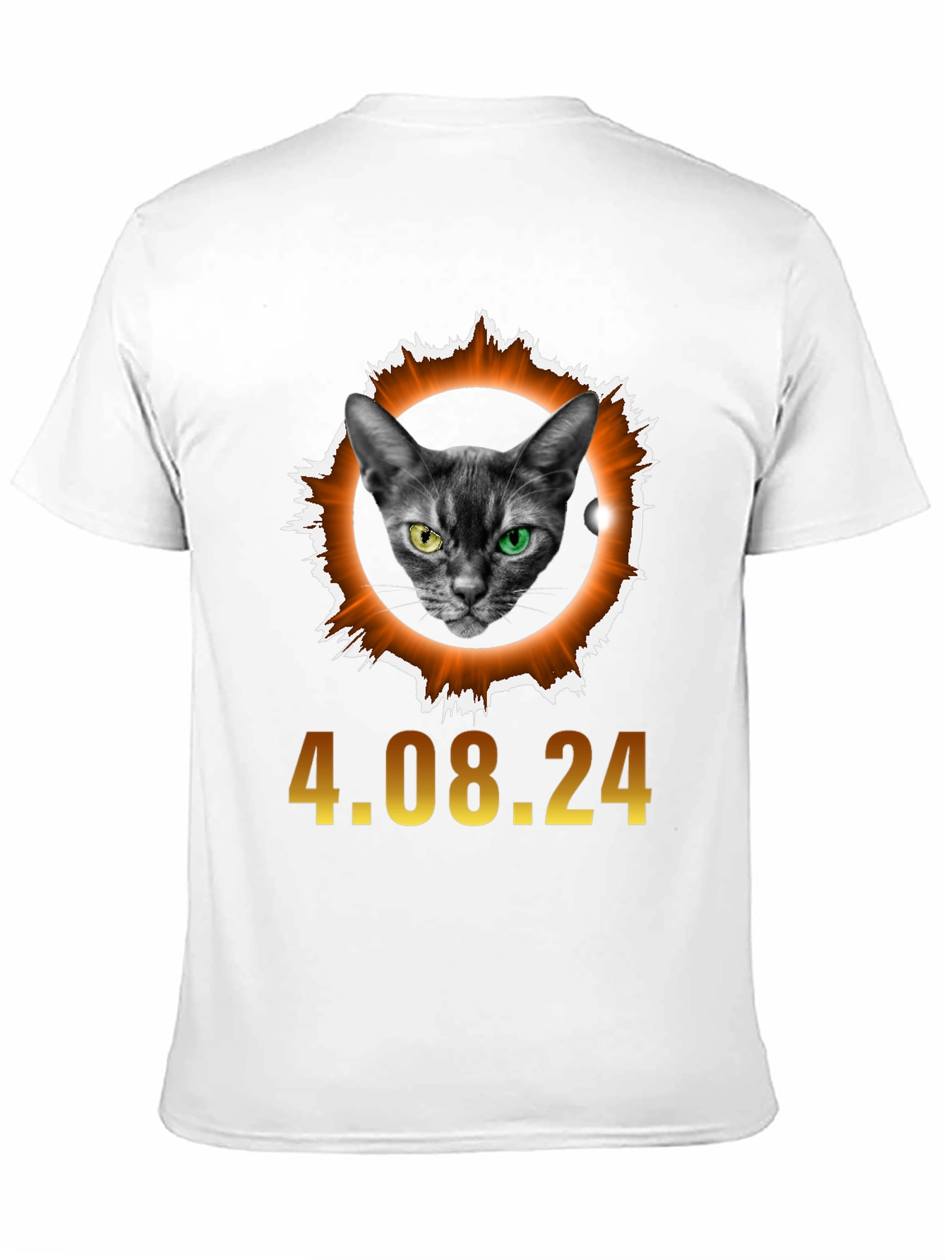 Black Eclipse Cat T-Shirt - April 8th, 2024 Solar Event view 11