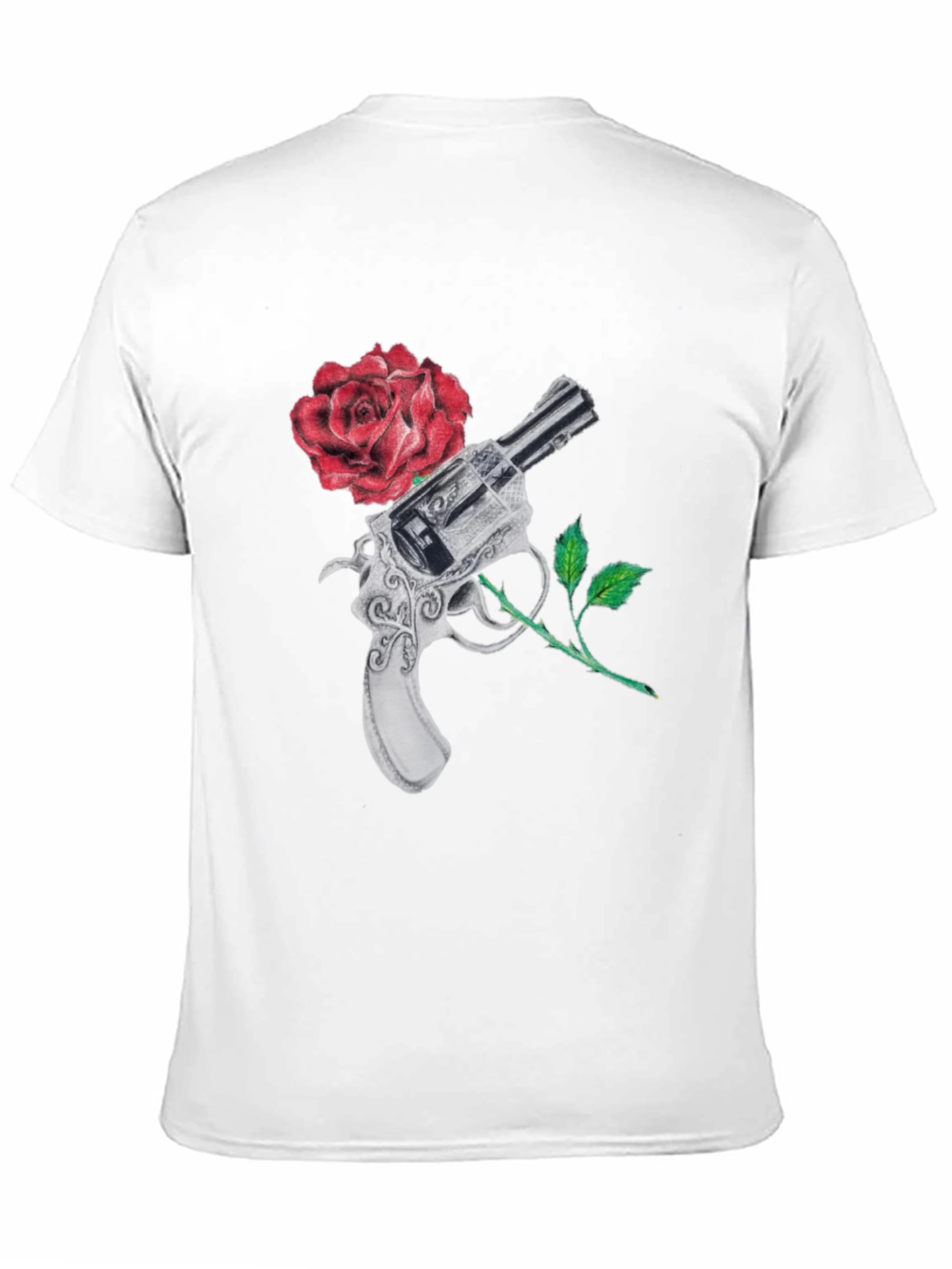 Black Gun and Rose Graphic Black T-Shirt view 11