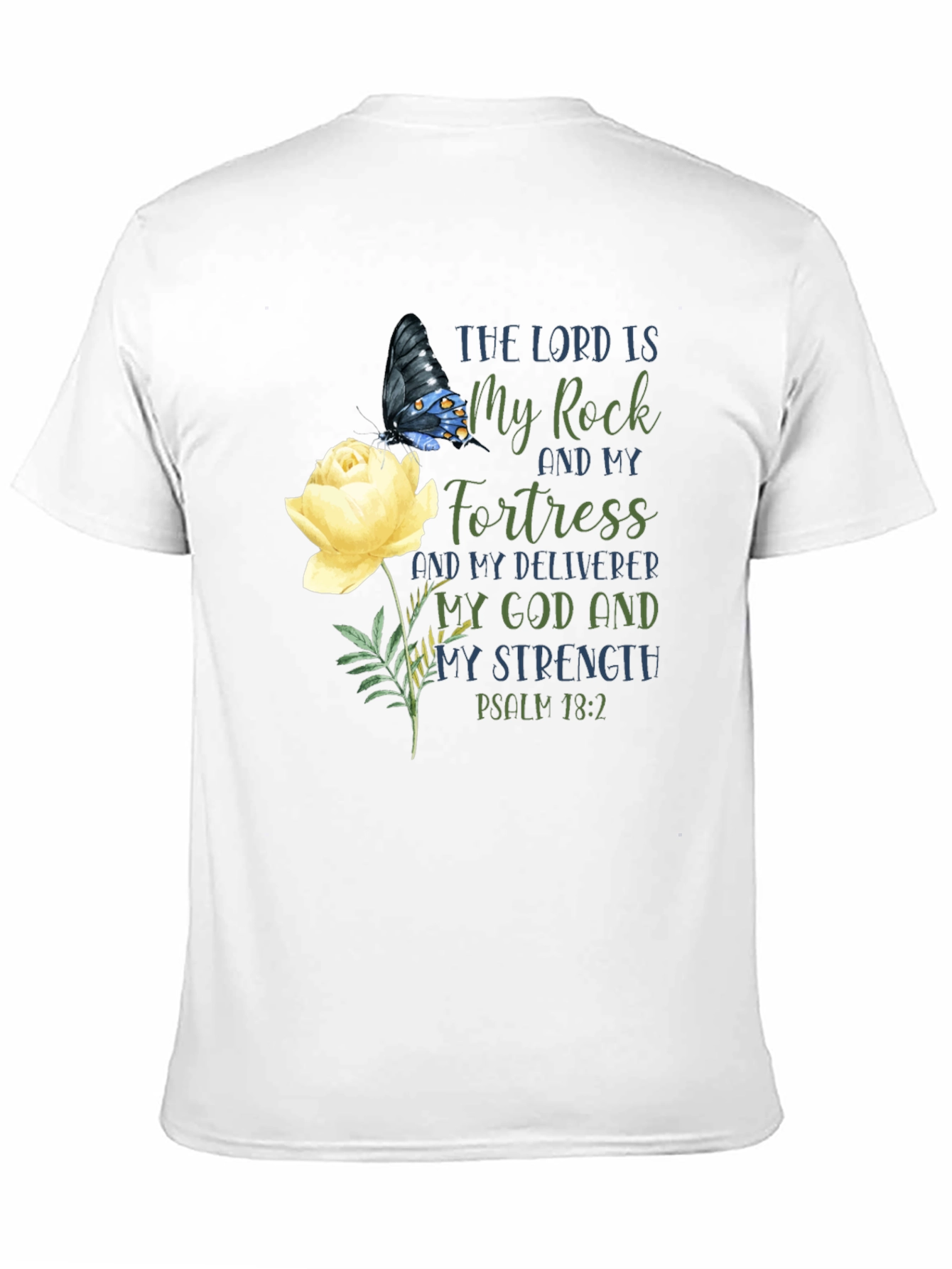The Lord Is My Rock T-Shirt, Butterfly & Rose Design - 11