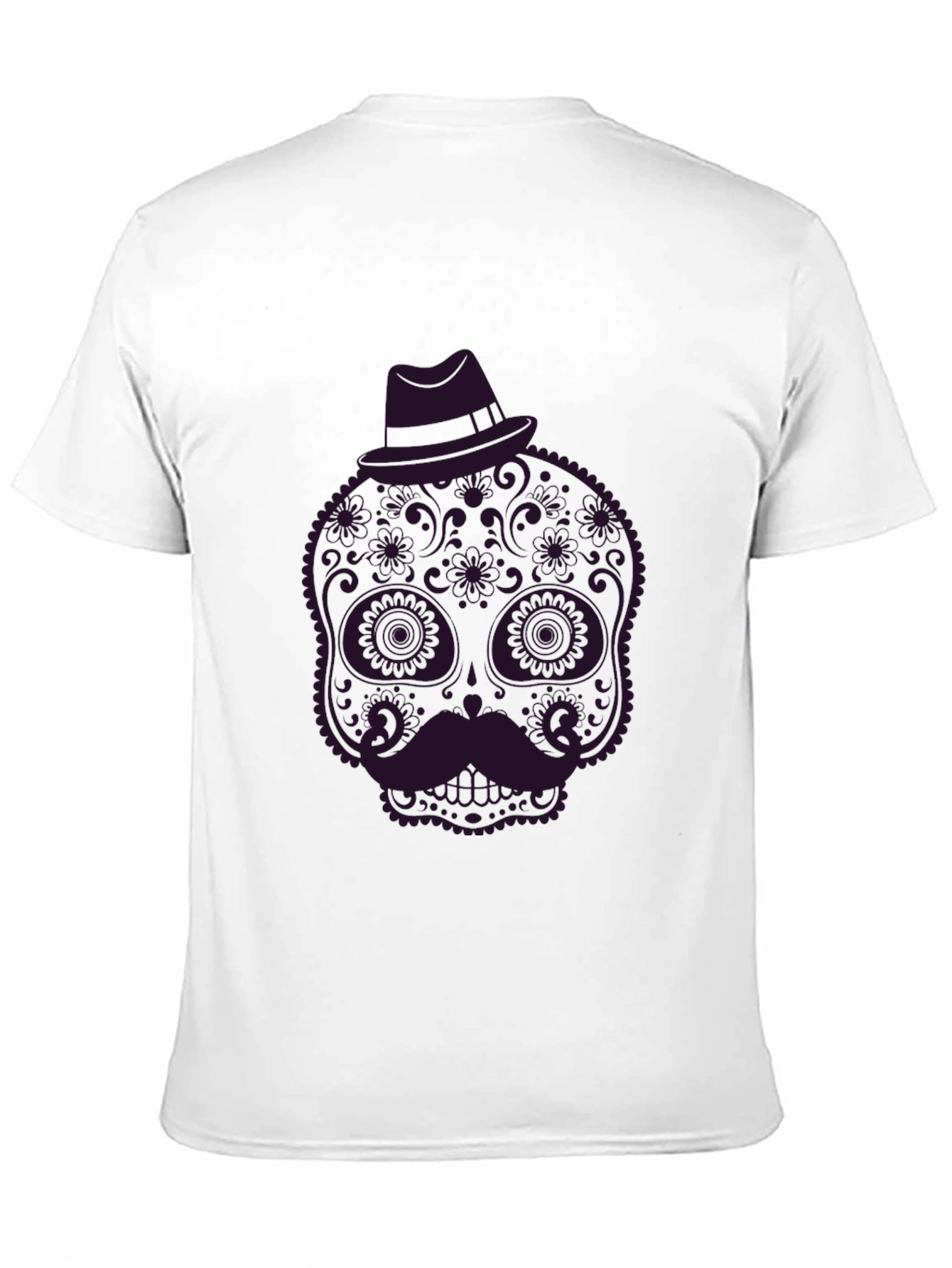 Black Sugar Skull Mustache Graphic Tee - Black view 11