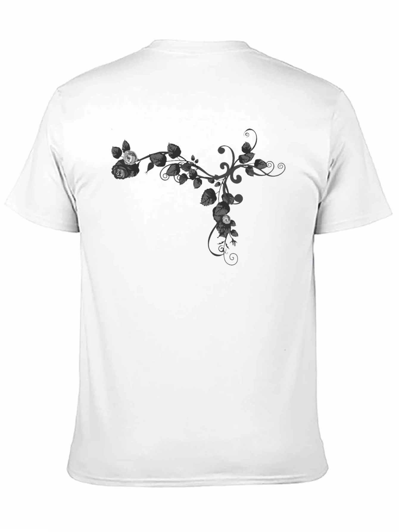 Black Floral Vine Graphic Tee - Casual Black T-Shirt view 11