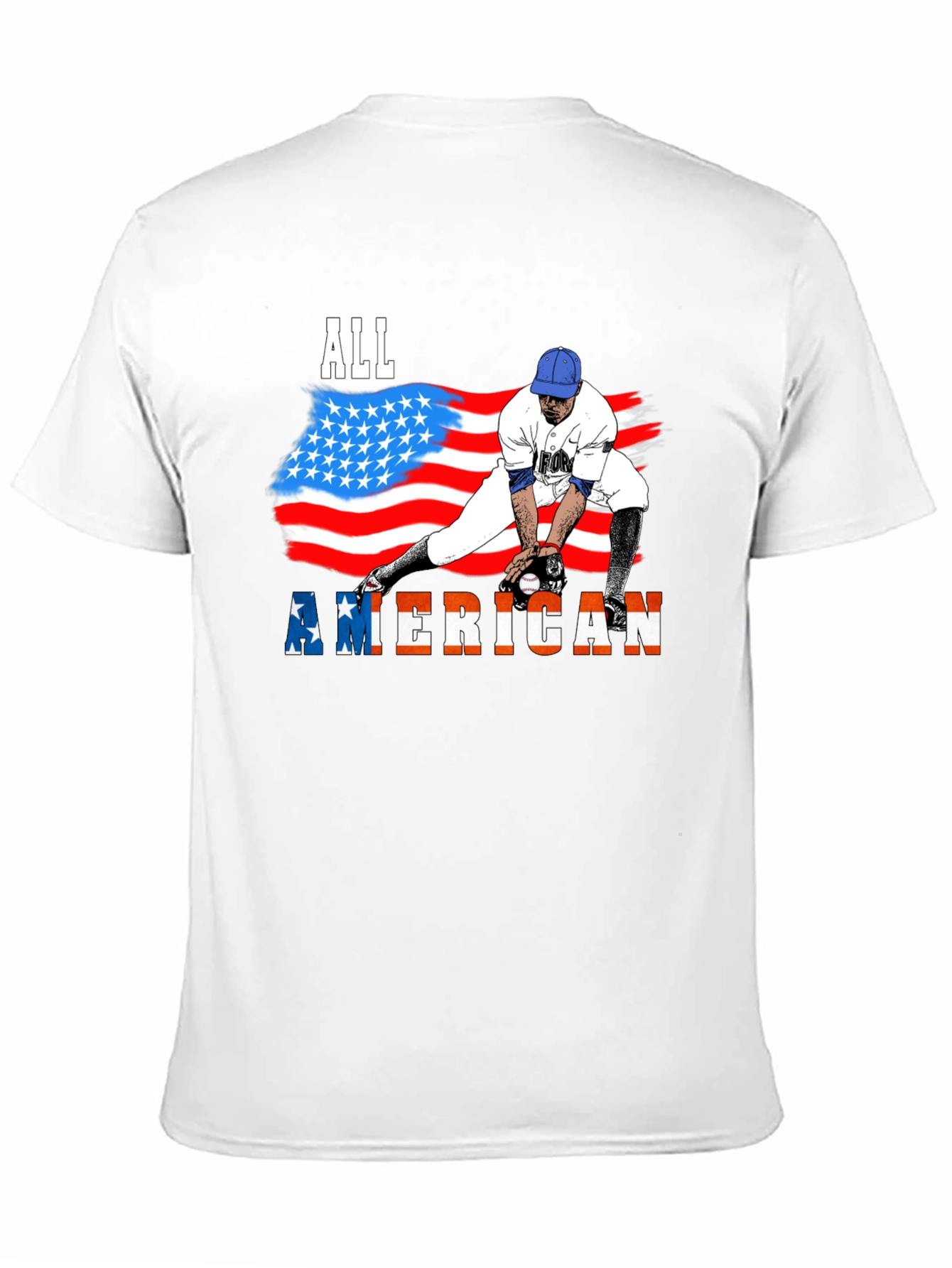 Black All American Baseball T-Shirt - Patriotic USA Flag Design view 11