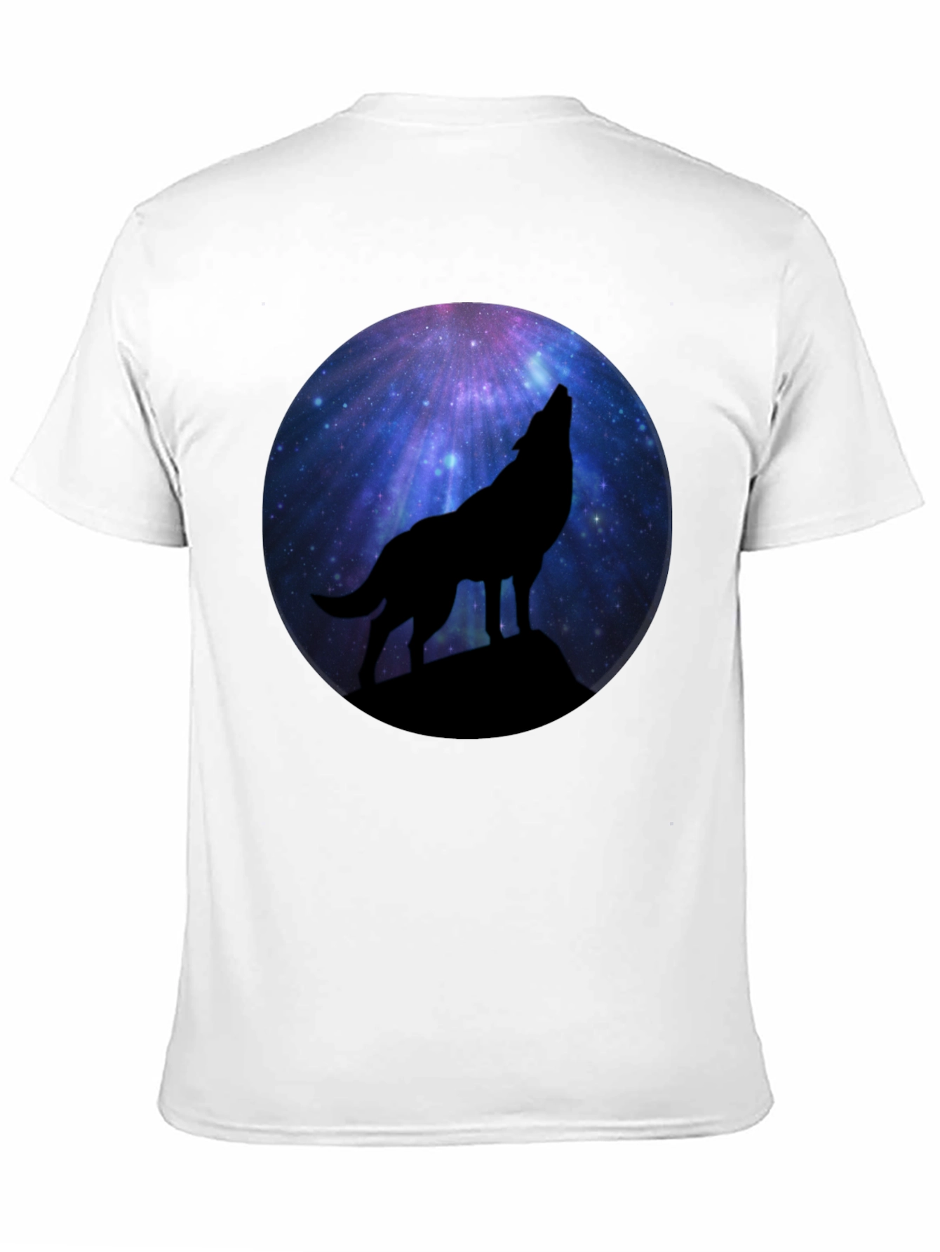 Black Wolf Howling at Galaxy Moon Men's Black T-Shirt view 11