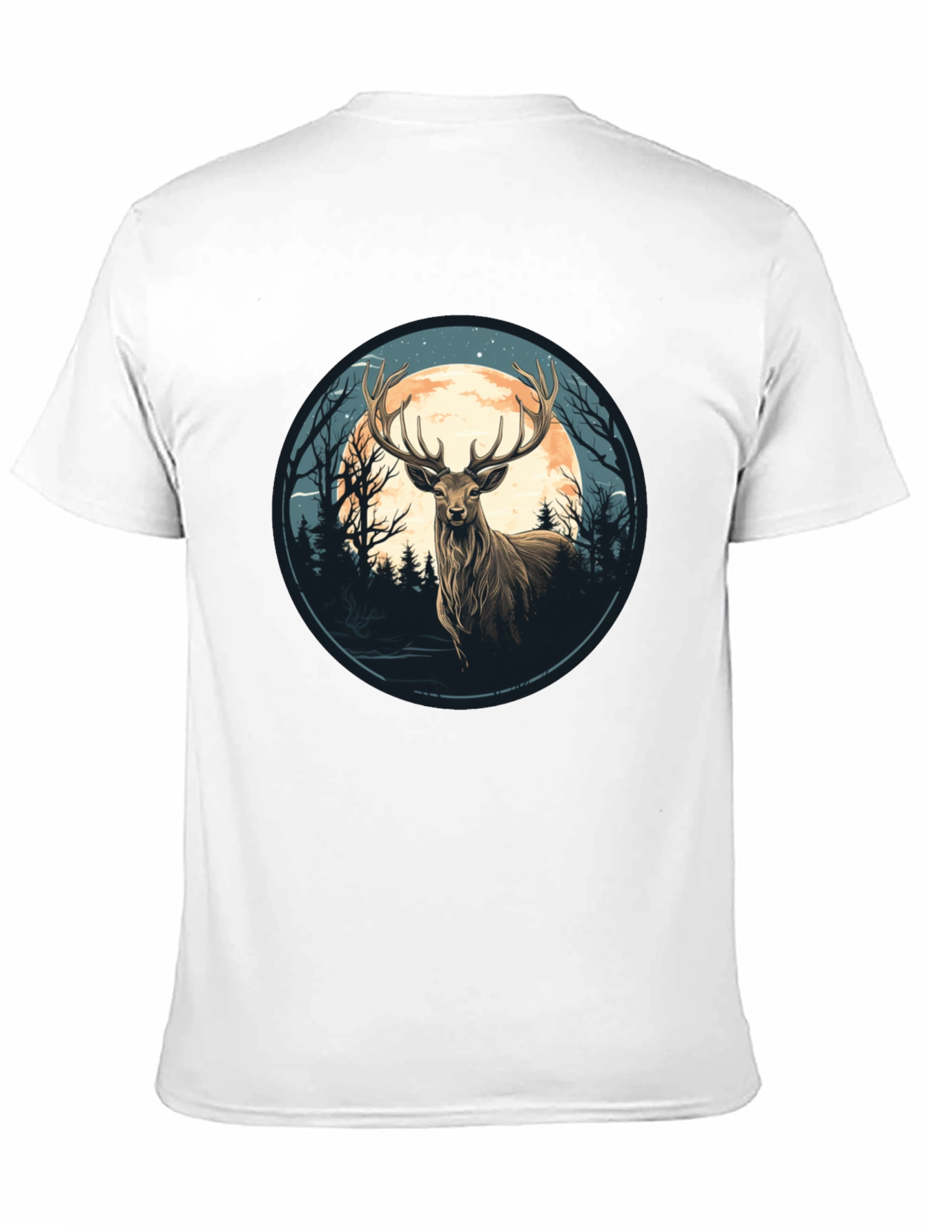 Black Deer Moon Graphic Tee - Nature Inspired Black T-Shirt view 11