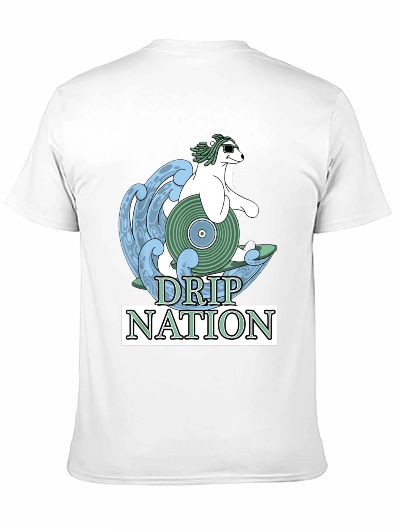 Black Drip Nation Polar Bear Surfing T-Shirt view 11