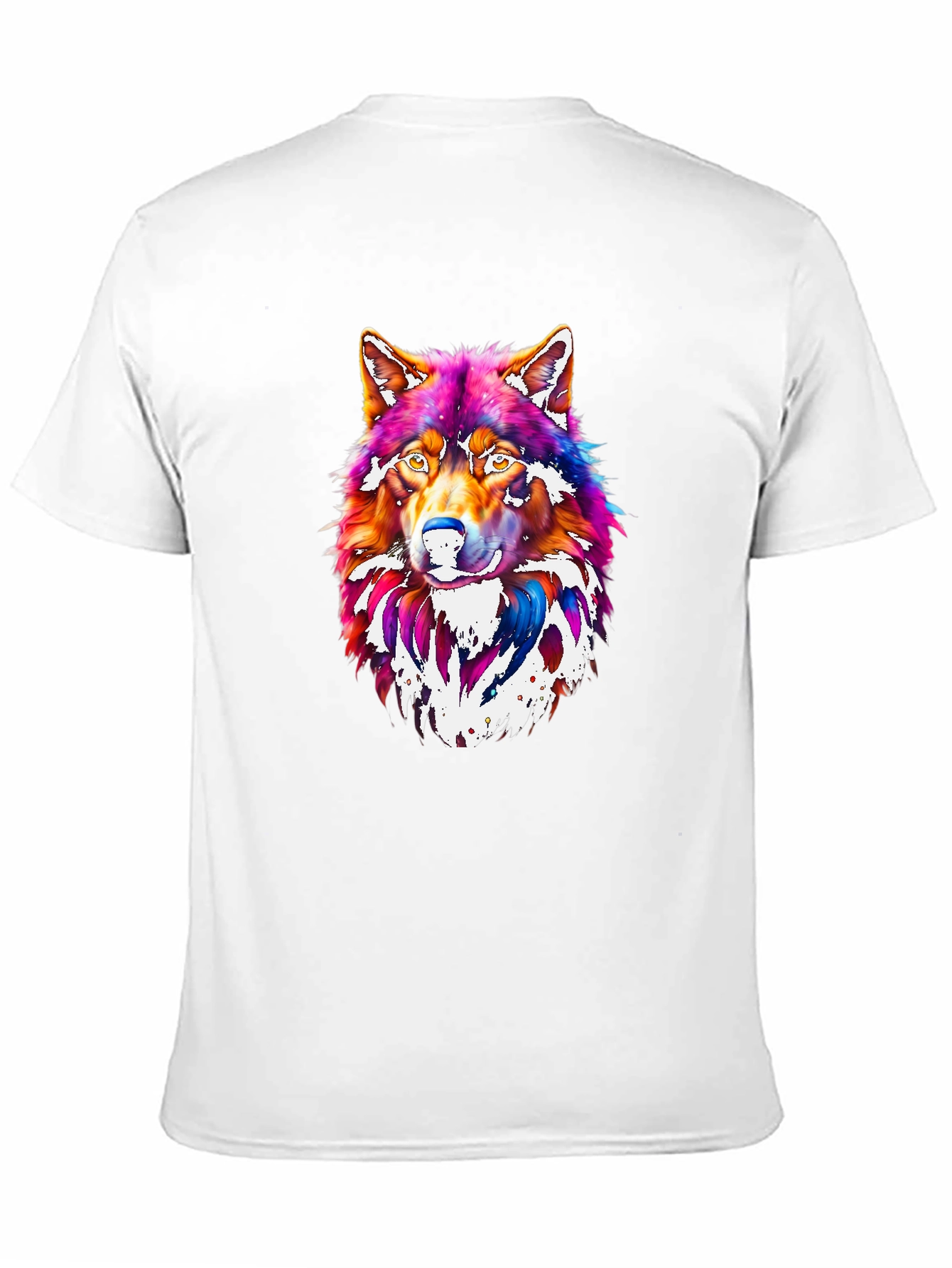 Black Vibrant Wolf Graphic Tee - Men's Black T-Shirt view 11