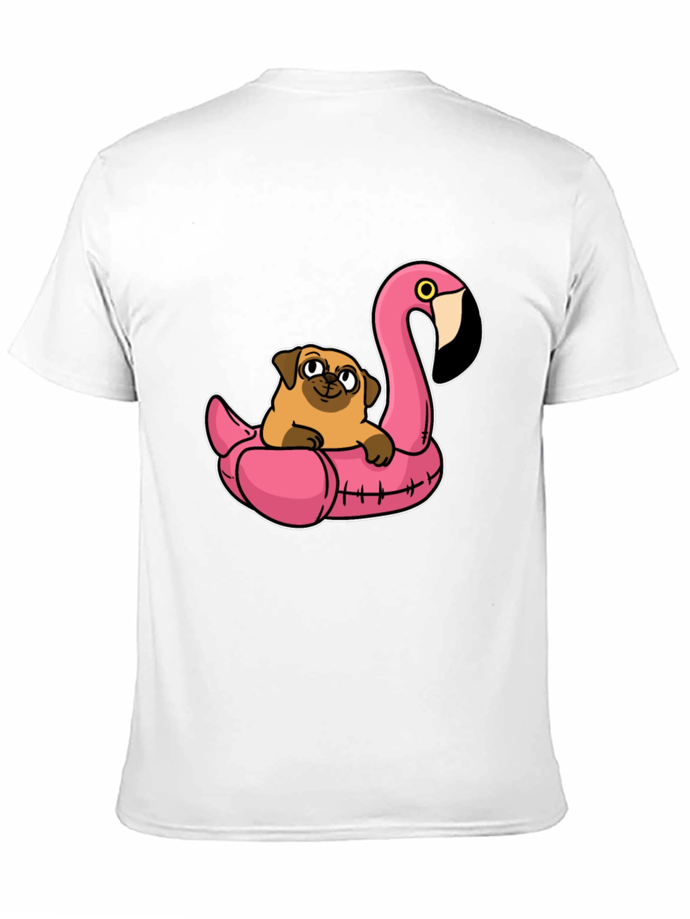 Black Pug on Flamingo Float T-Shirt view 11
