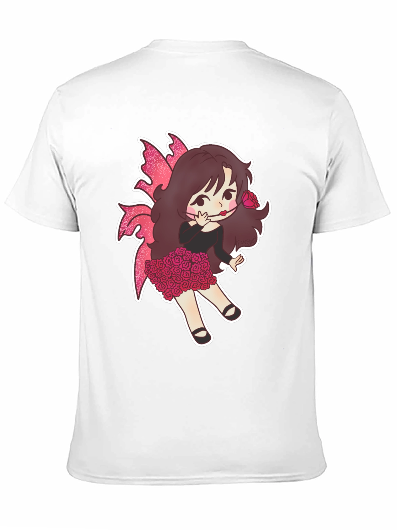 Black Whimsical Fairy Girl Graphic T-Shirt view 11