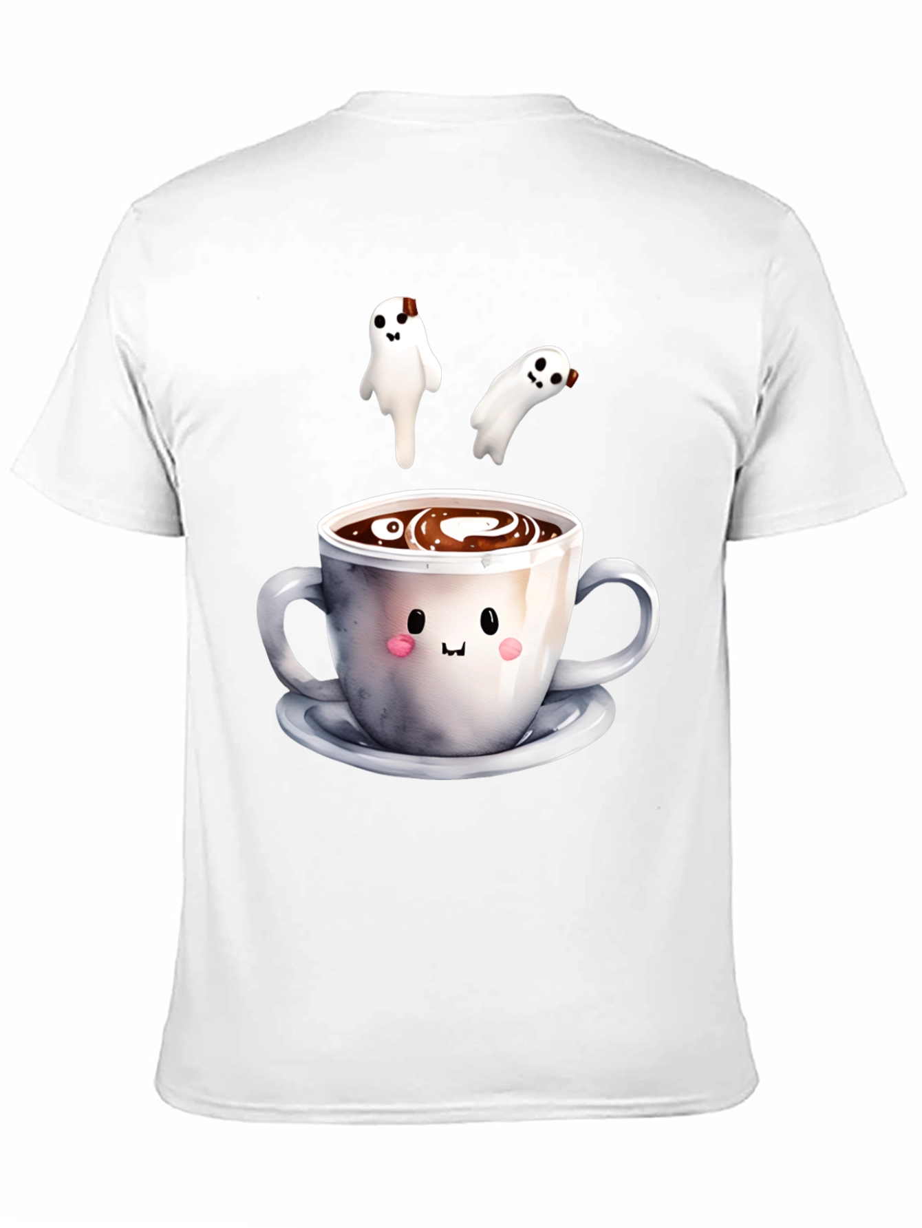 Black Cute Ghost Coffee T-Shirt, Spooky Season Apparel view 11
