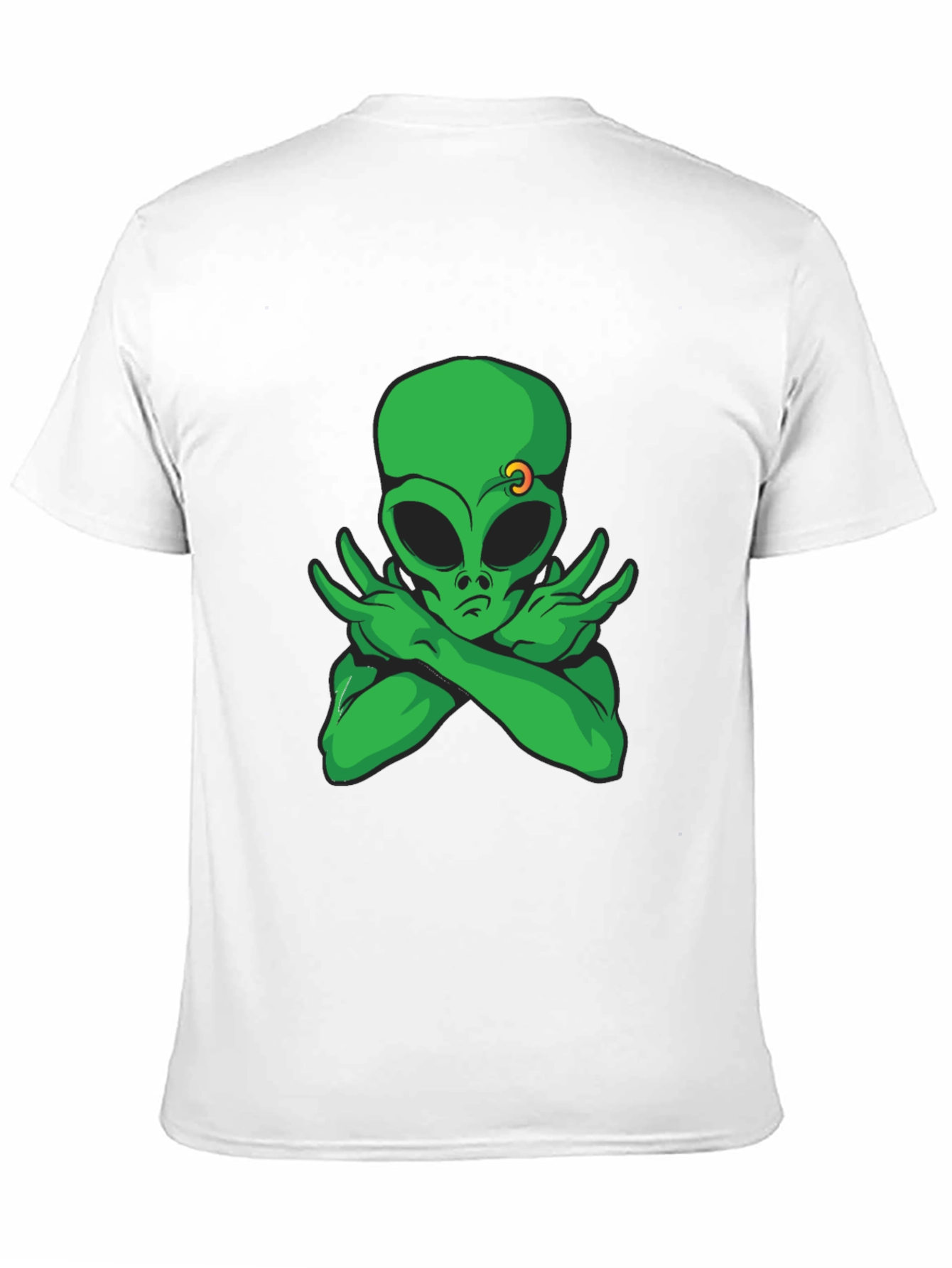 Black Cool Alien Graphic Tee - Black Cotton T-Shirt view 11
