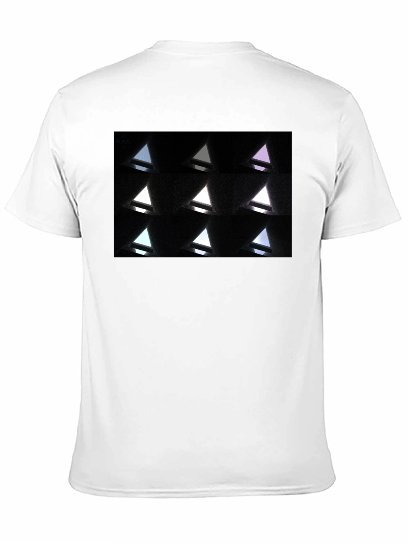 Black Abstract Geometric Triangle Pattern Black T-Shirt view 11