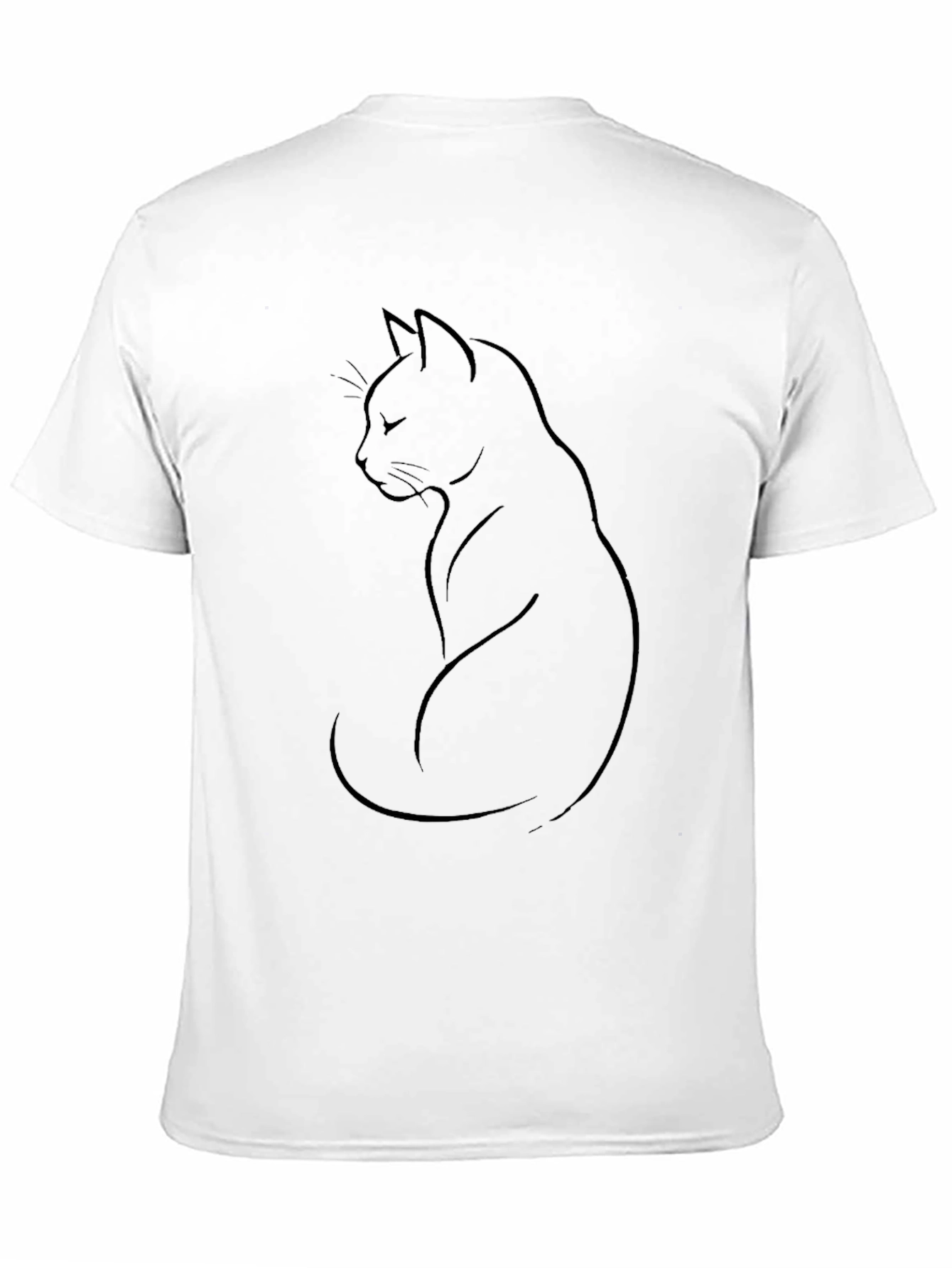 Black Minimalist Cat Graphic Tee - Soft Black Cotton view 11
