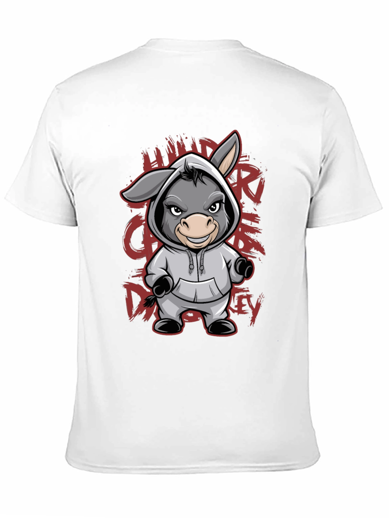 Black Hooded Donkey T-Shirt - Funny Animal Graphic Tee view 11
