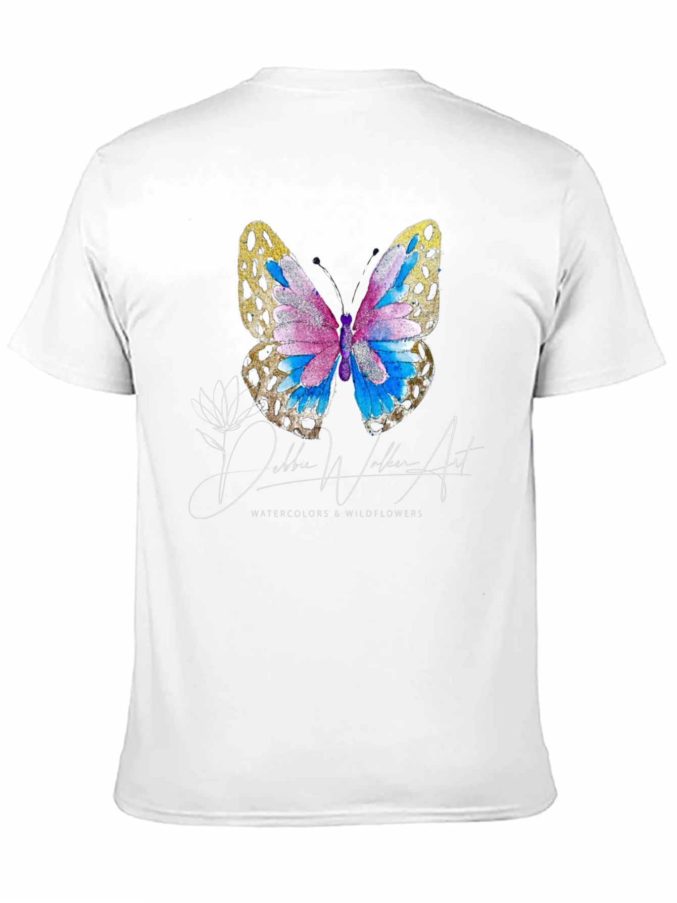 Black Butterfly Watercolor T-Shirt - Nature Inspired Art Tee view 11