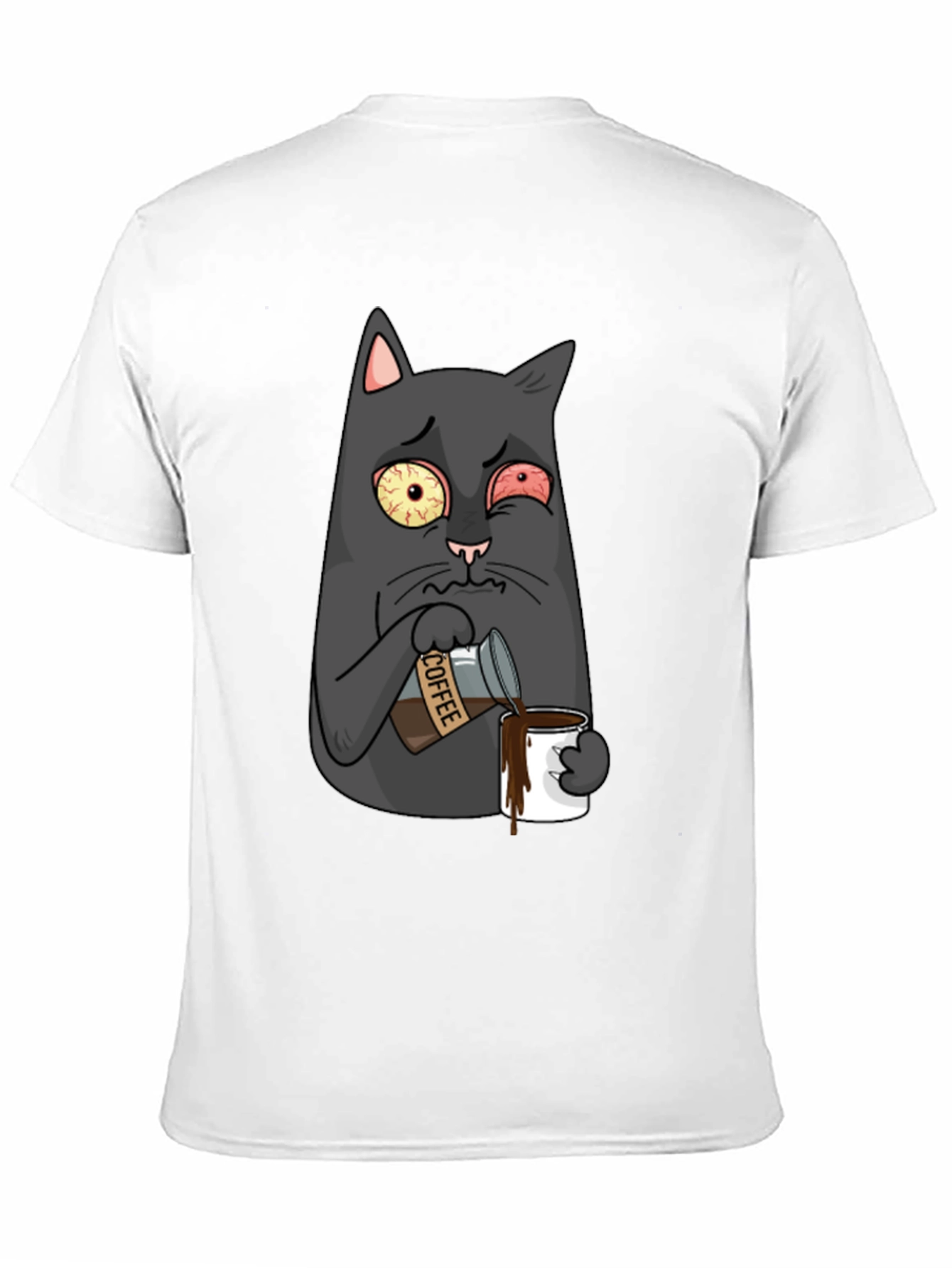 Black Coffee Cat T-Shirt - Funny Cartoon Graphic Tee view 11