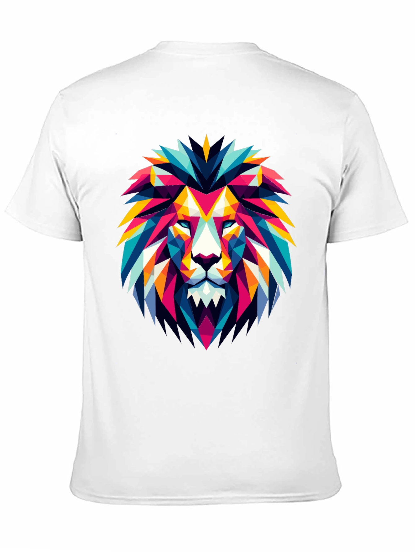 Black Geometric Lion Graphic Black T-Shirt view 11