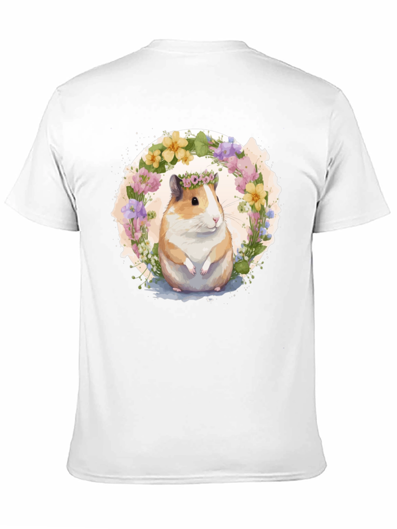 Black Guinea Pig Floral Wreath Graphic Tee view 11