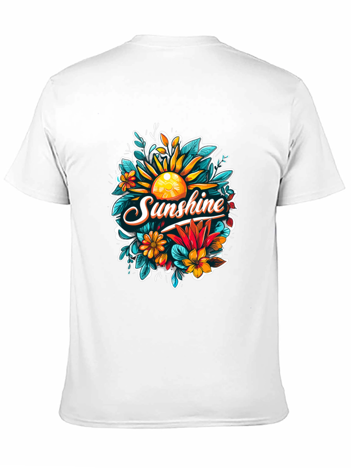 Black Sunshine Floral Graphic Tee - Black Cotton T-Shirt view 11