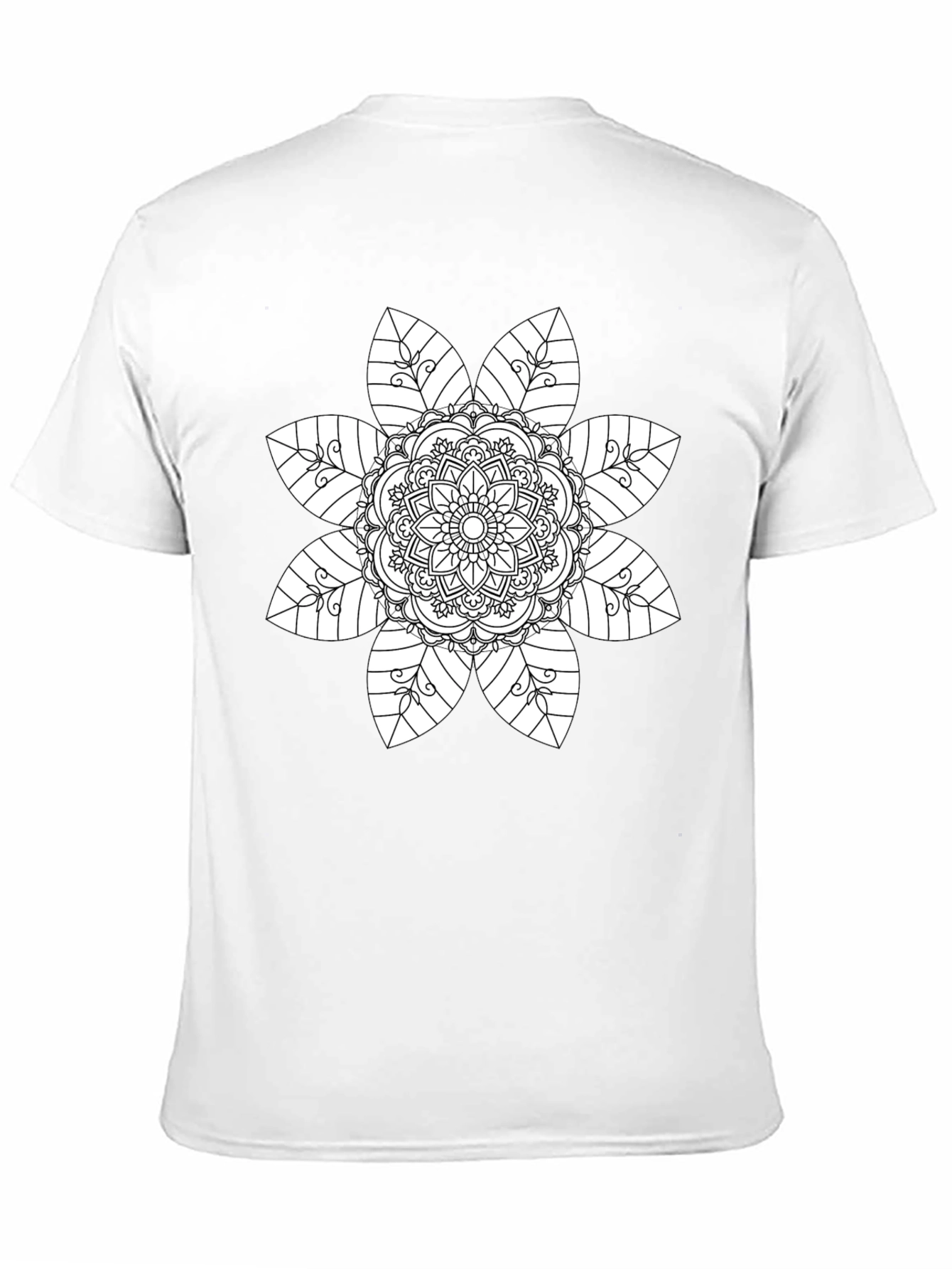 Black Mandala Flower Black T-Shirt view 11
