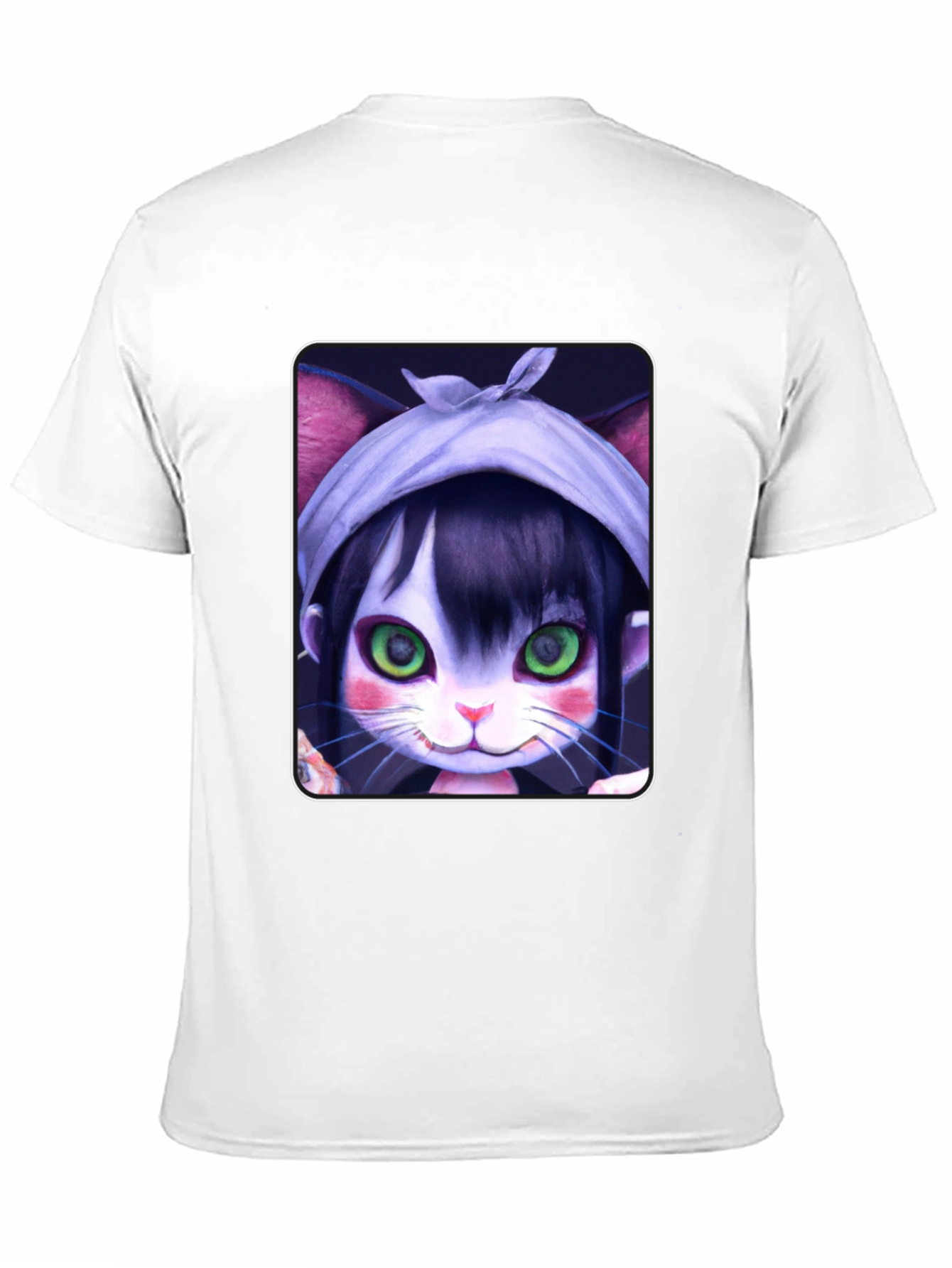Black Anime Cat Girl T-Shirt - Unique Graphic Tee view 11